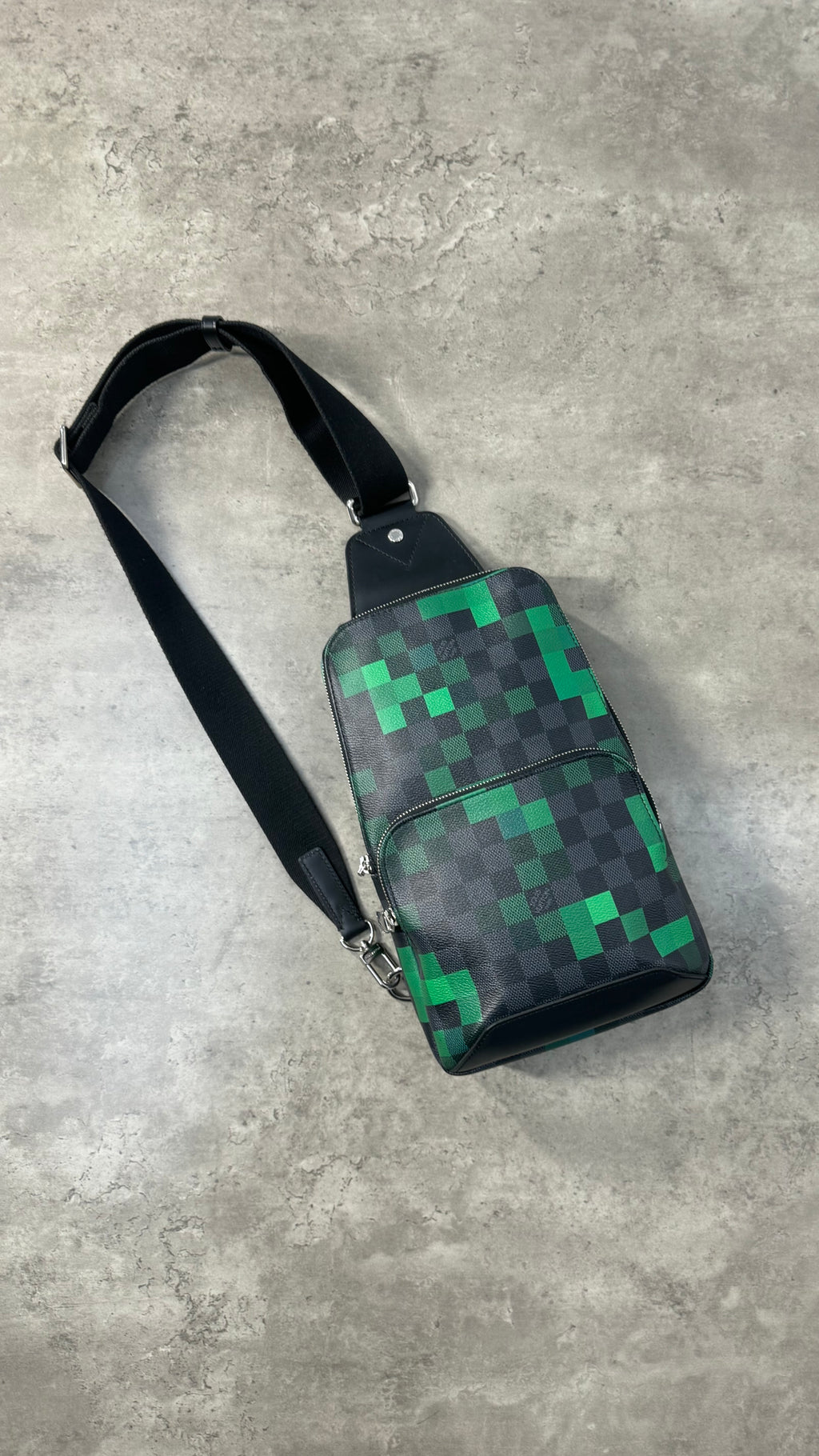 Louis Vuitton Sling Bag in Damier Graphite and Green Pixel canvas