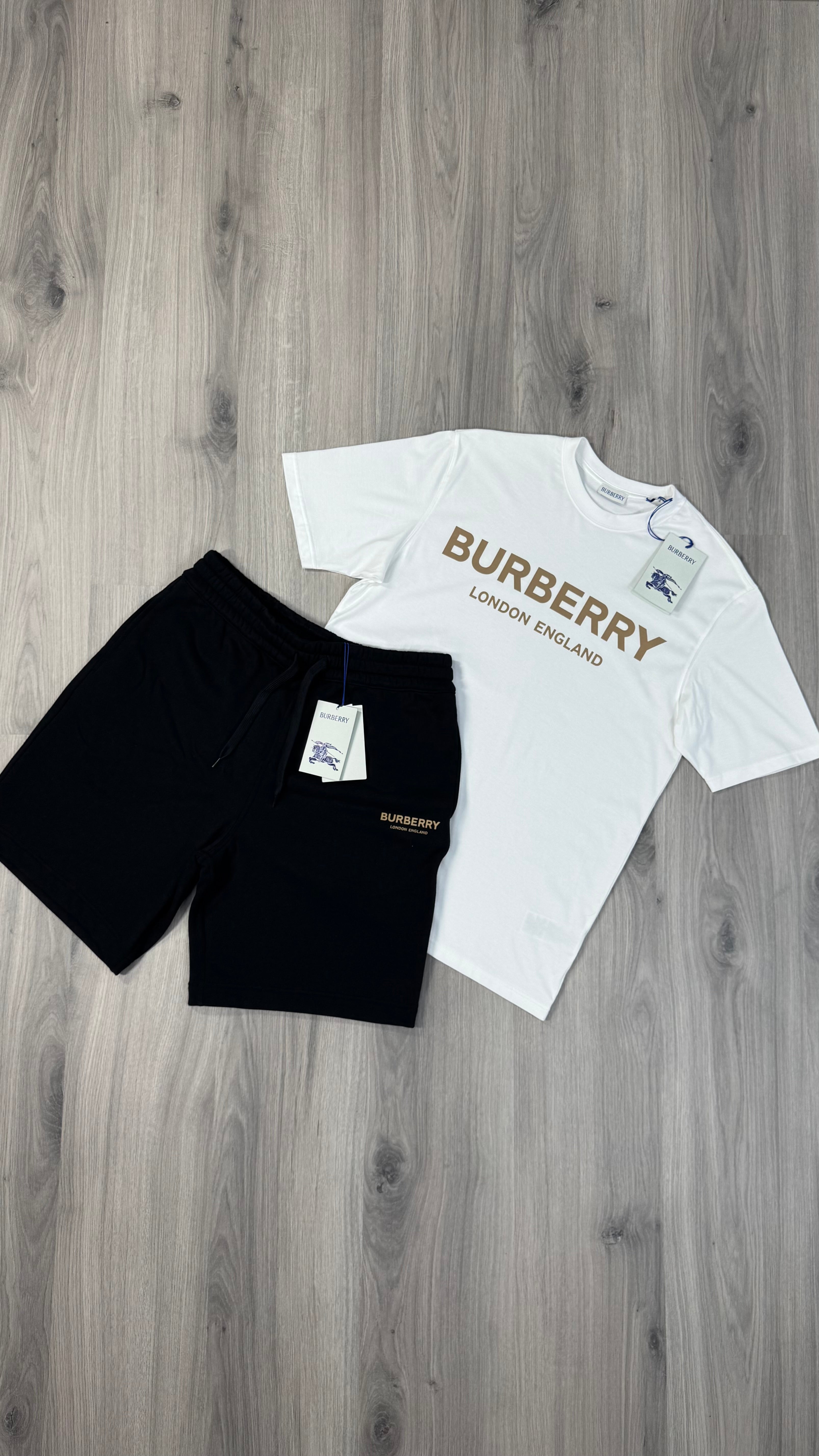 Burberry Black and White Shorts Set