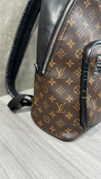 Louis Vuitton Josh Backpack In Monogram Macassar Canvas With Black Leather