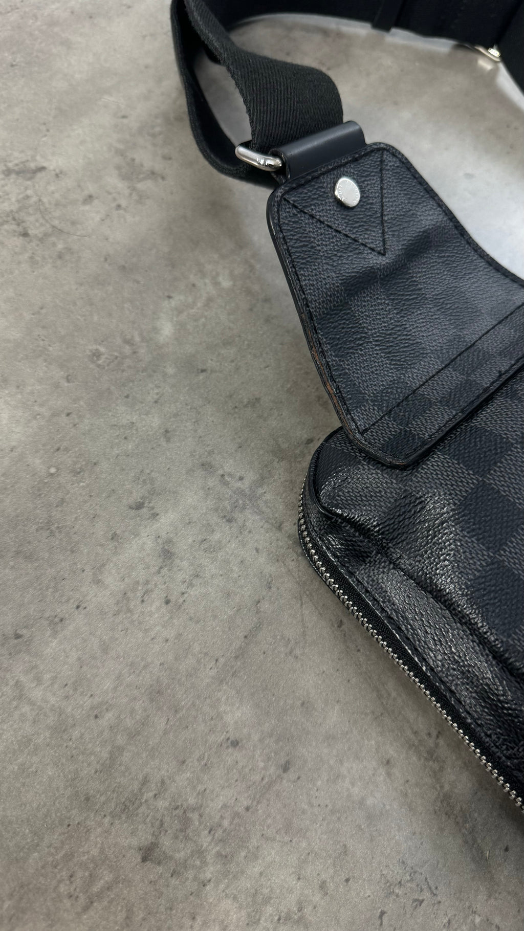 Louis Vuitton Black Sling Bag In Damier Graphite Coated Canvas