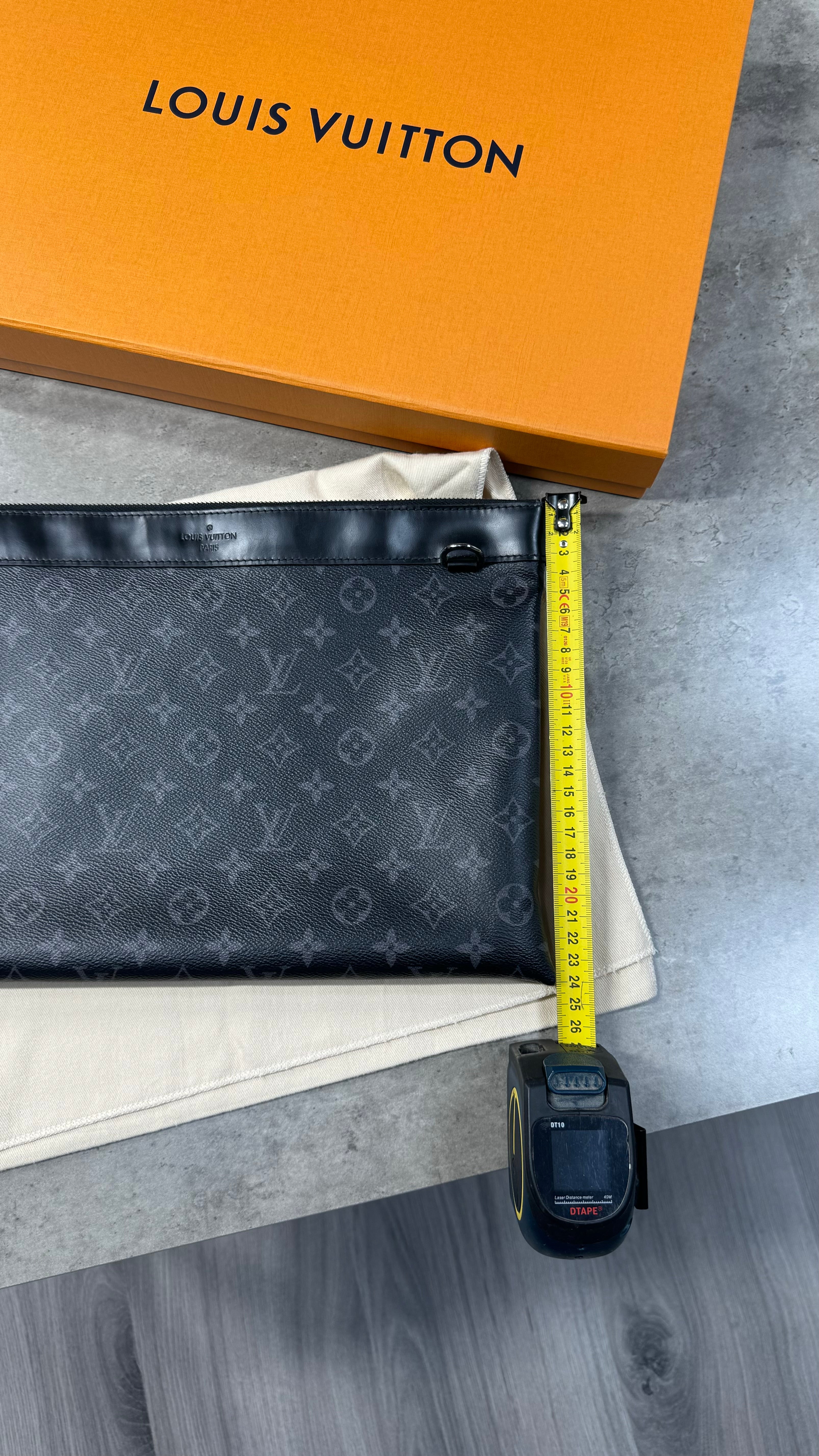 Louis Vuitton Black Monogram Clutch Bag / Small Laptop Case
