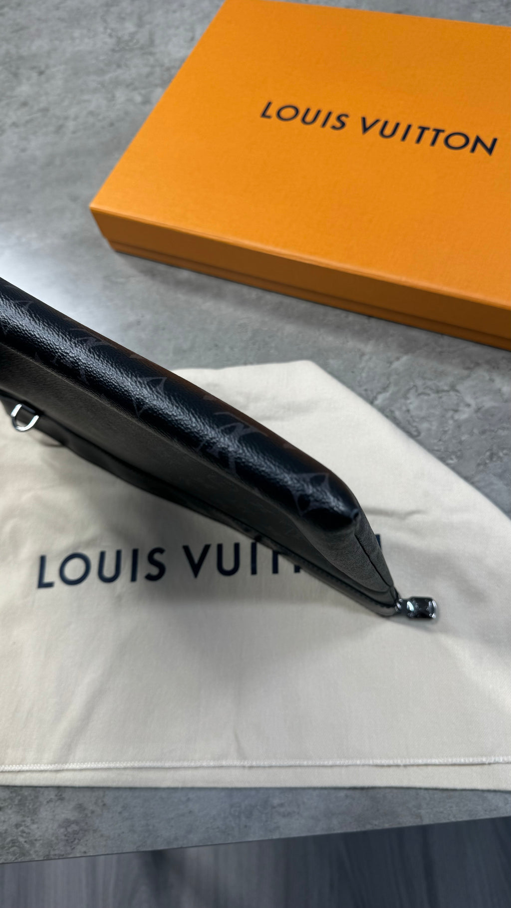 Louis Vuitton Black Monogram Clutch Bag / Small Laptop Case