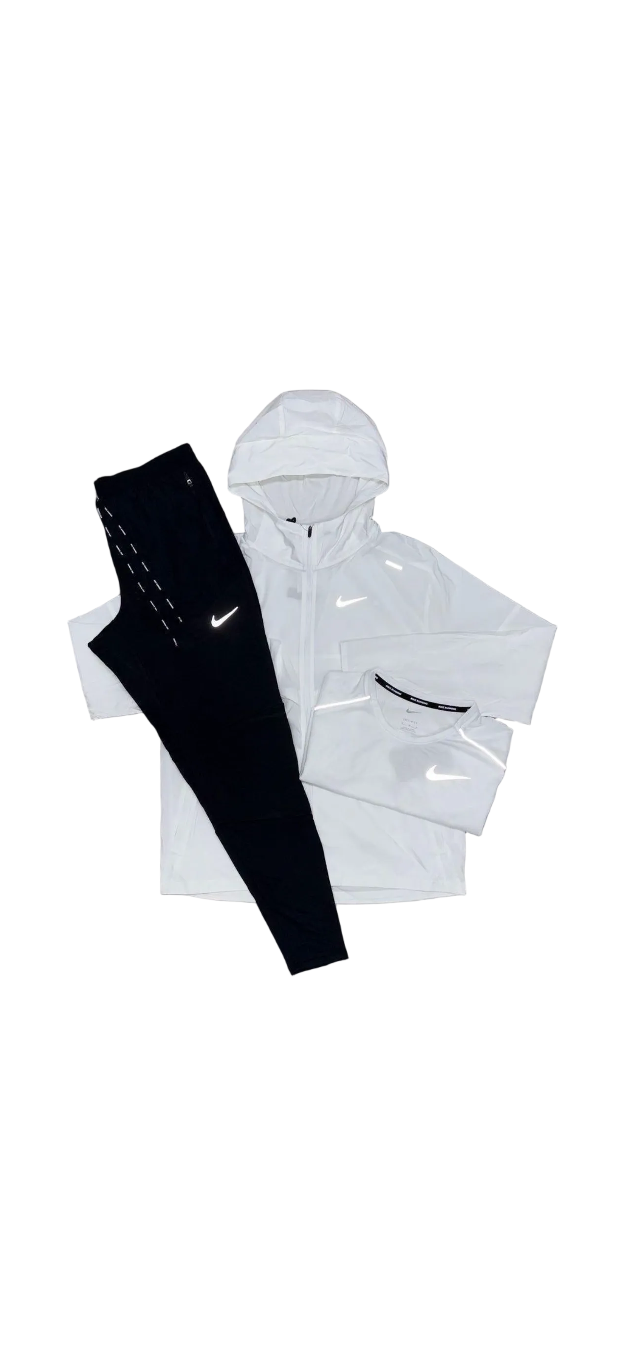 Nike White UV Windbreaker / Phenom Bottoms / T-shirt Trio Set