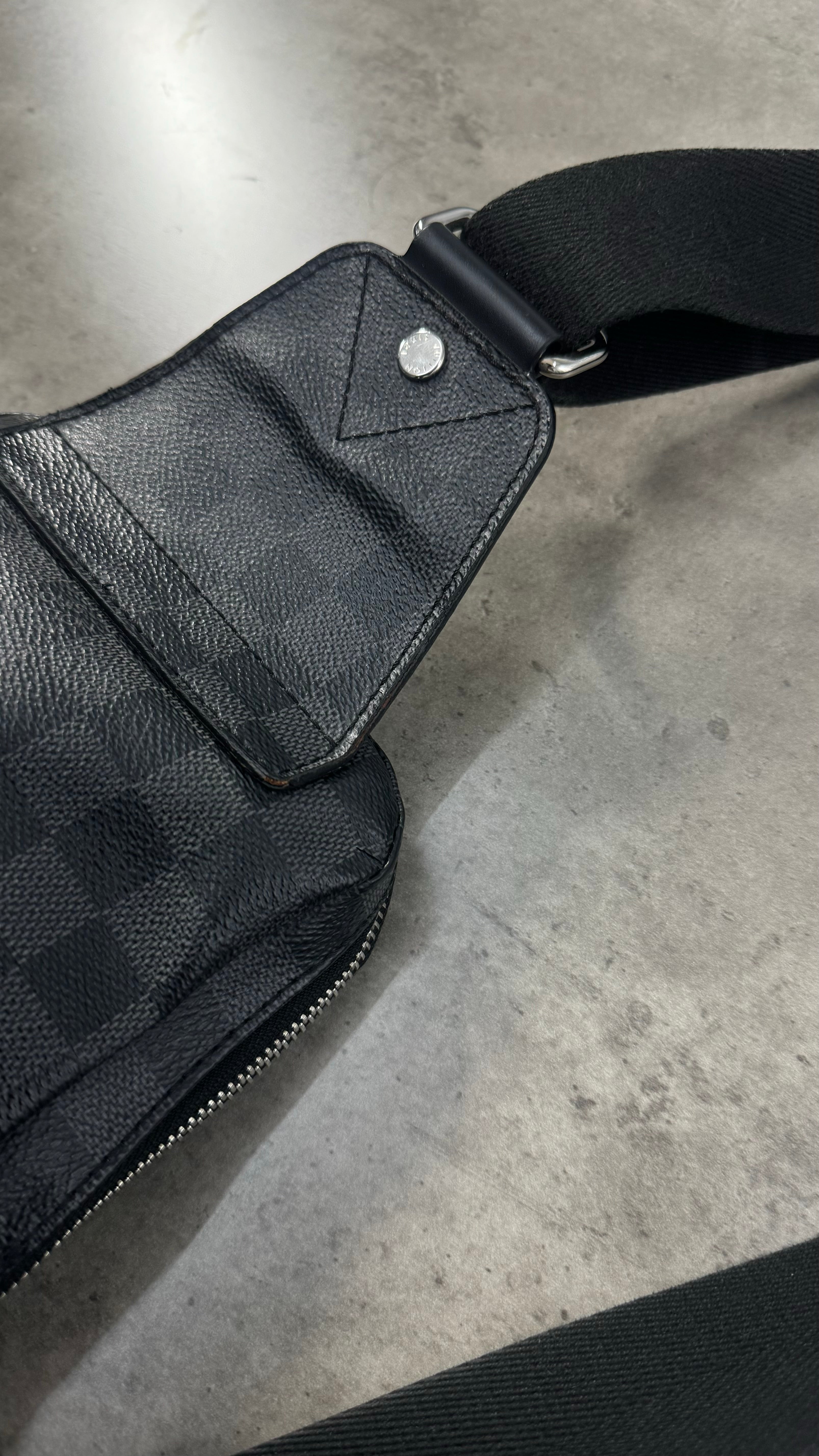 Louis Vuitton Black Sling Bag In Damier Graphite Coated Canvas
