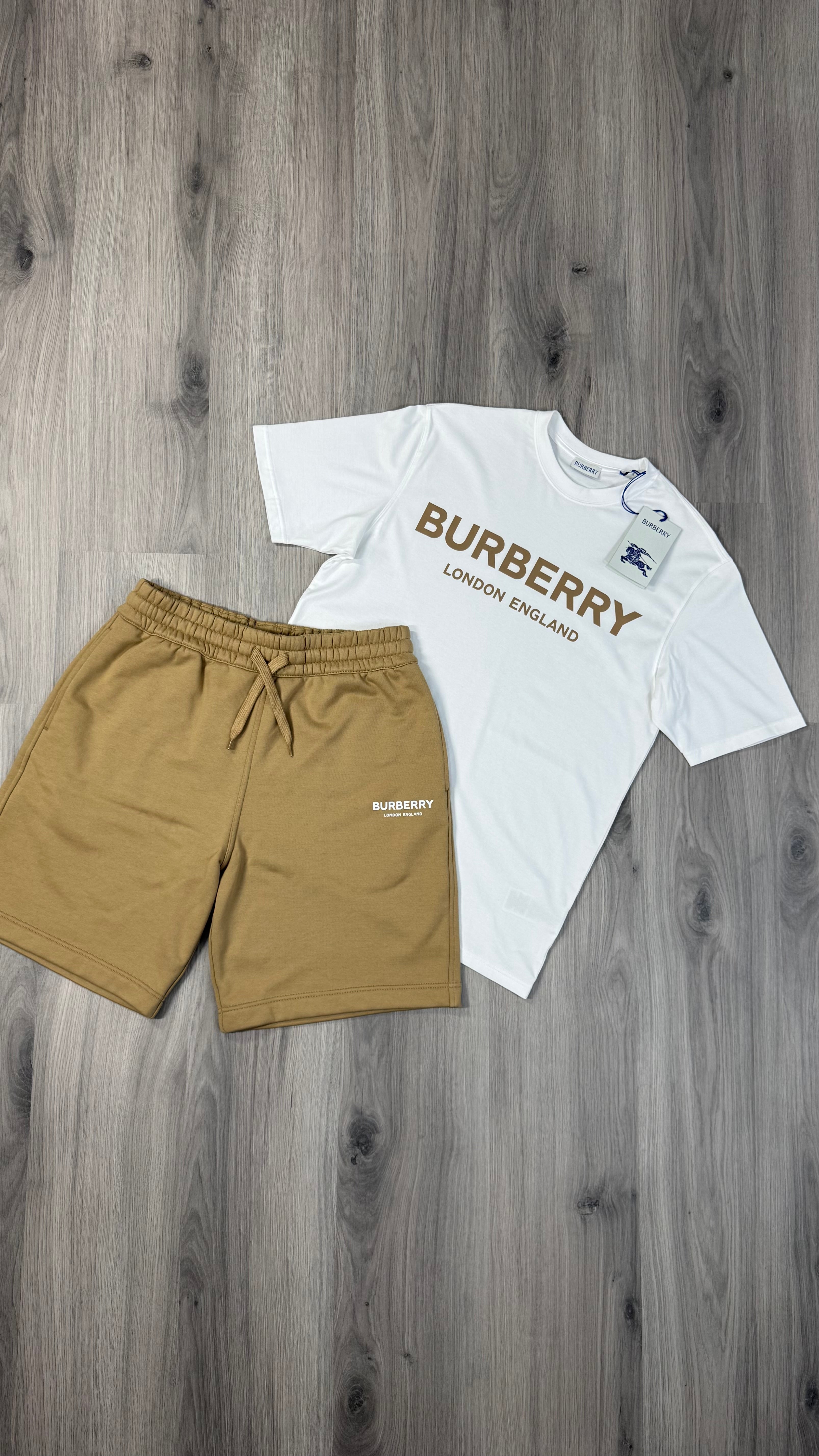 Burberry Beige Shorts And T-shirt Set