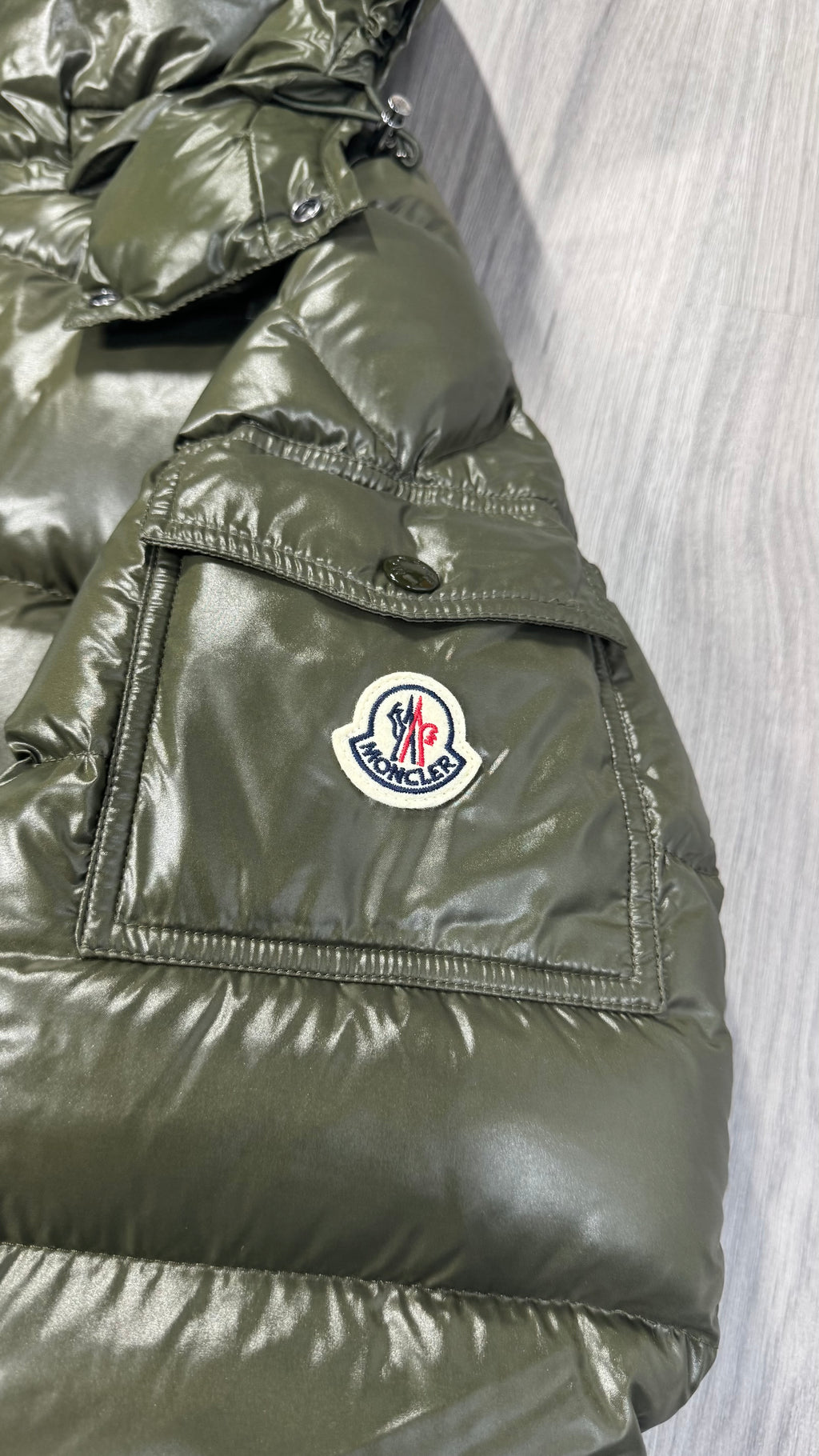 Moncler Khaki Maya Short Down Jacket