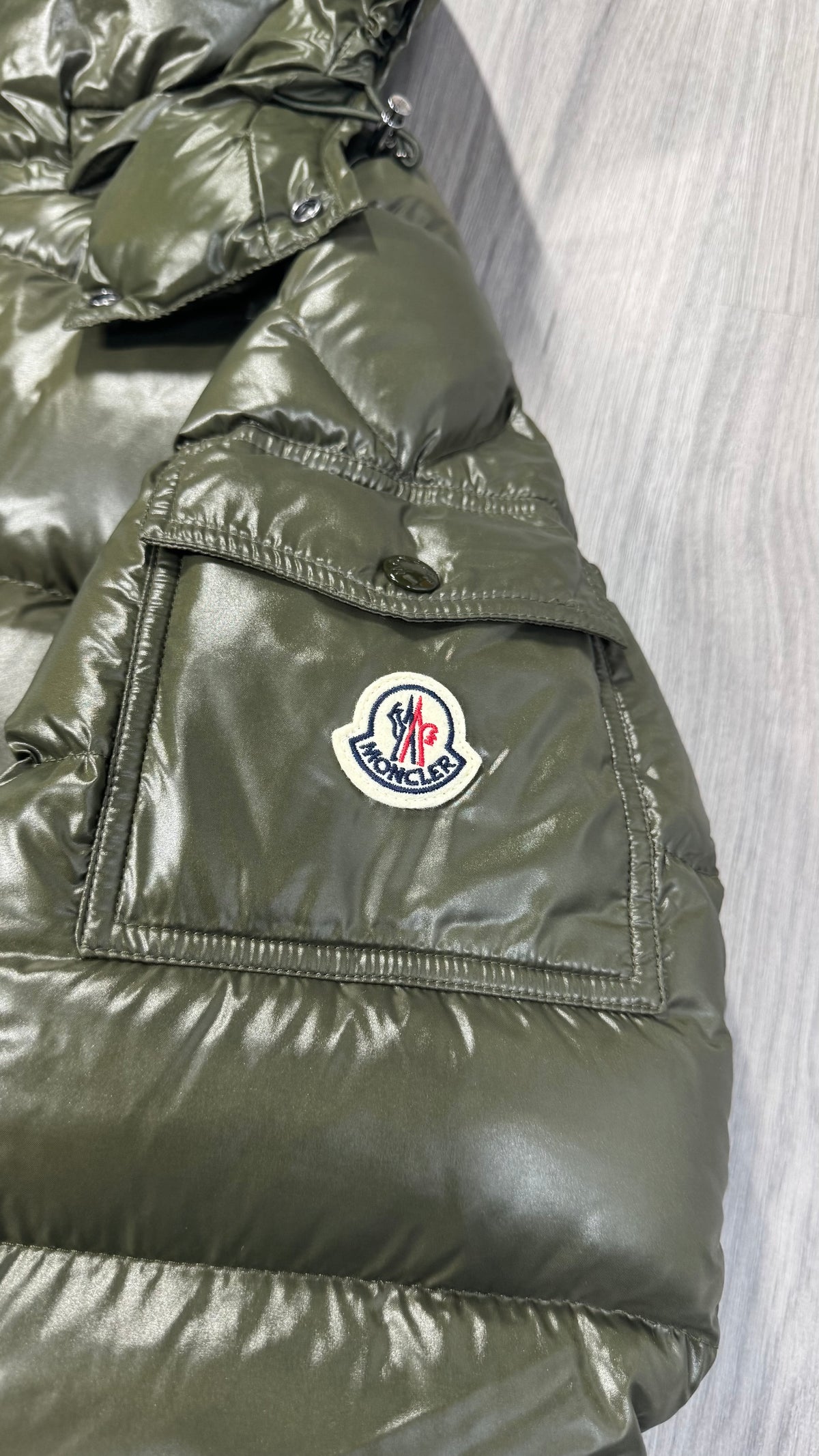 Moncler Khaki Maya Short Down Jacket