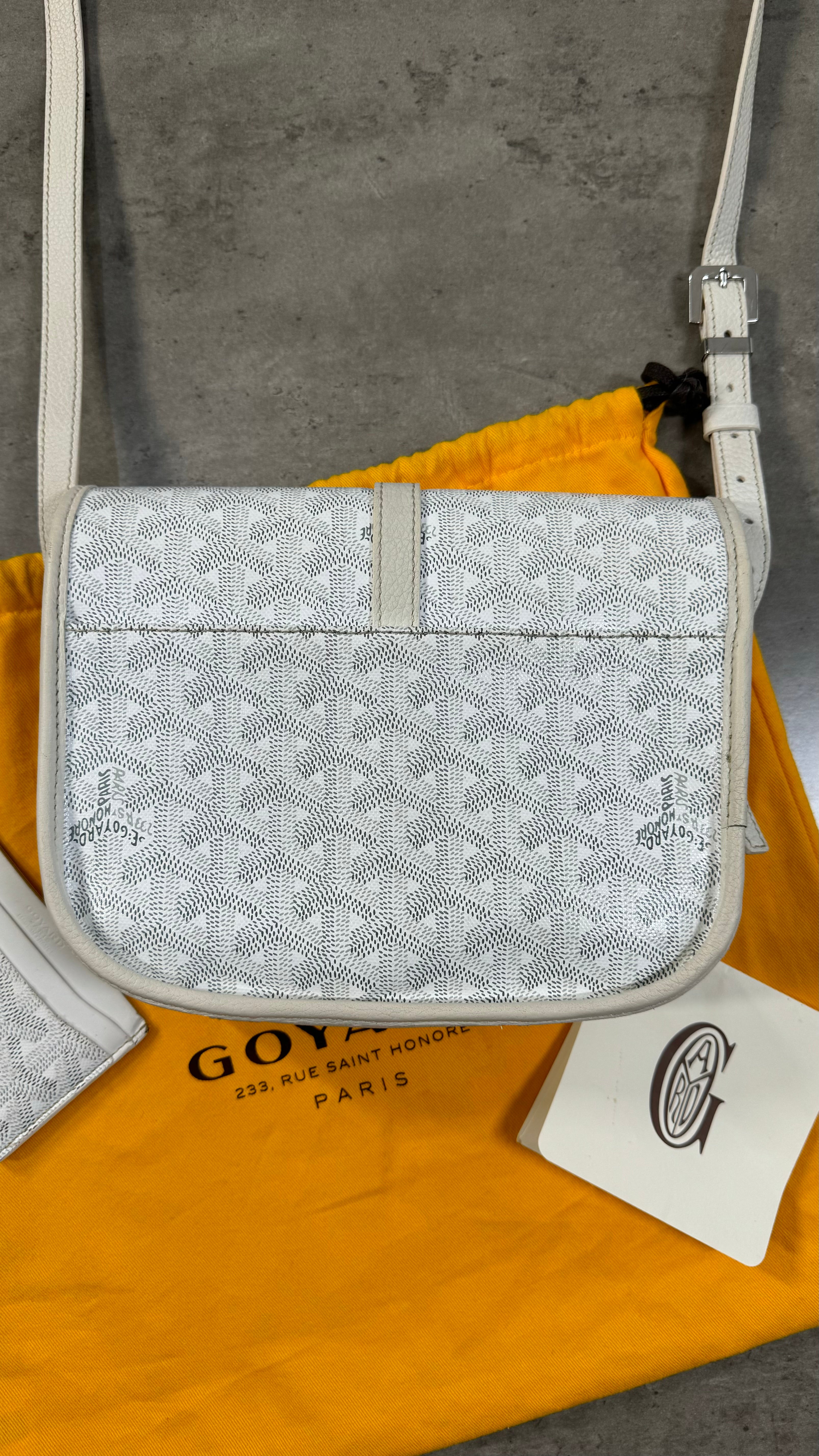 Goyard Belvedere PM Messenger Bag In White With Card Holder