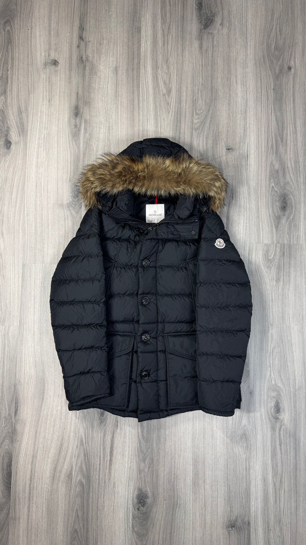 Moncler Black Cluny Parka with fur