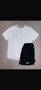 Nike White Miler T-shirt and Shorts Set
