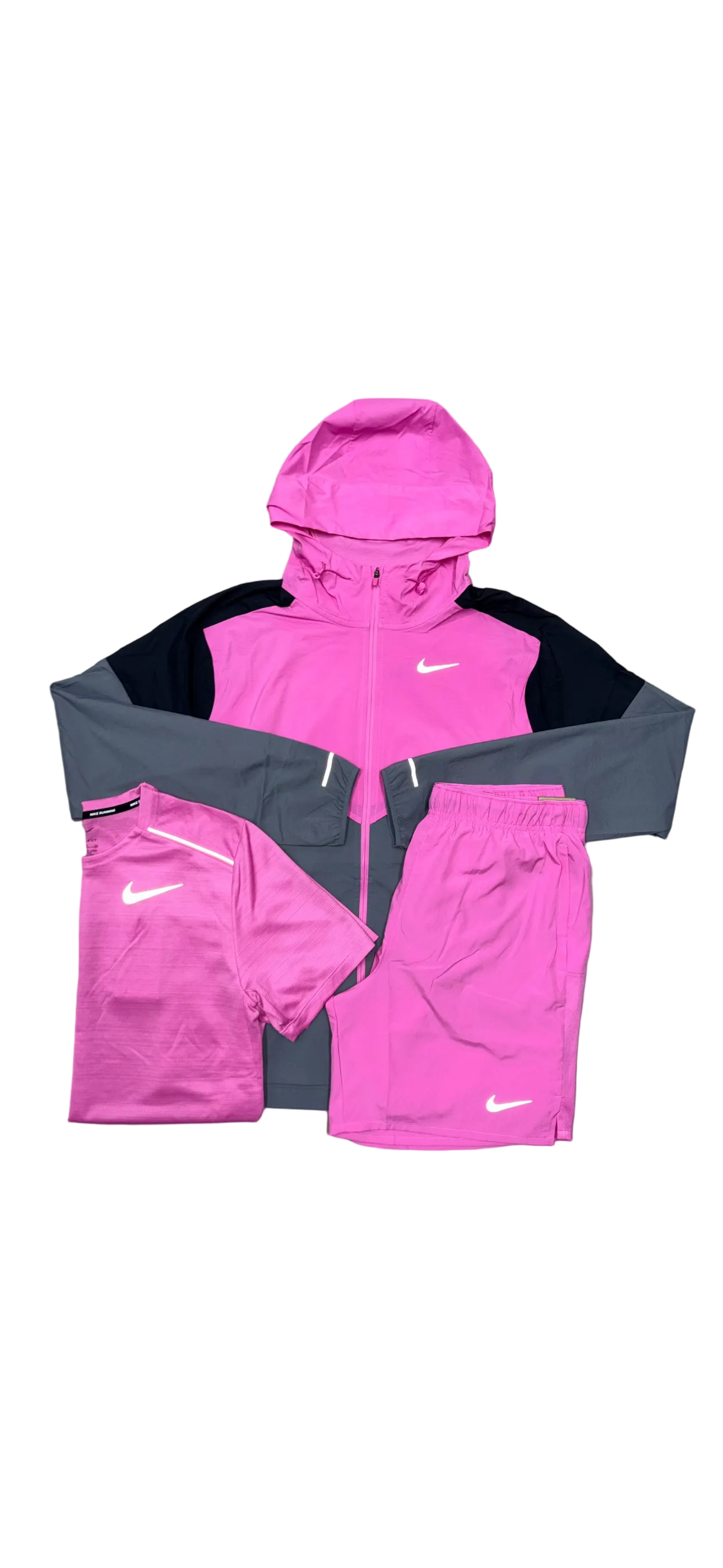 Nike Pink UV windbreaker / Shorts and T-shirt Trio Set