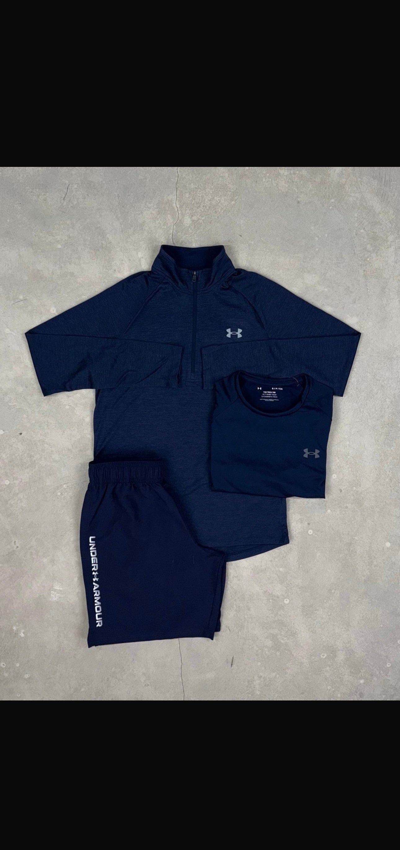 Under Navy Trio Set Shorts / Quarter zip / T-shirt
