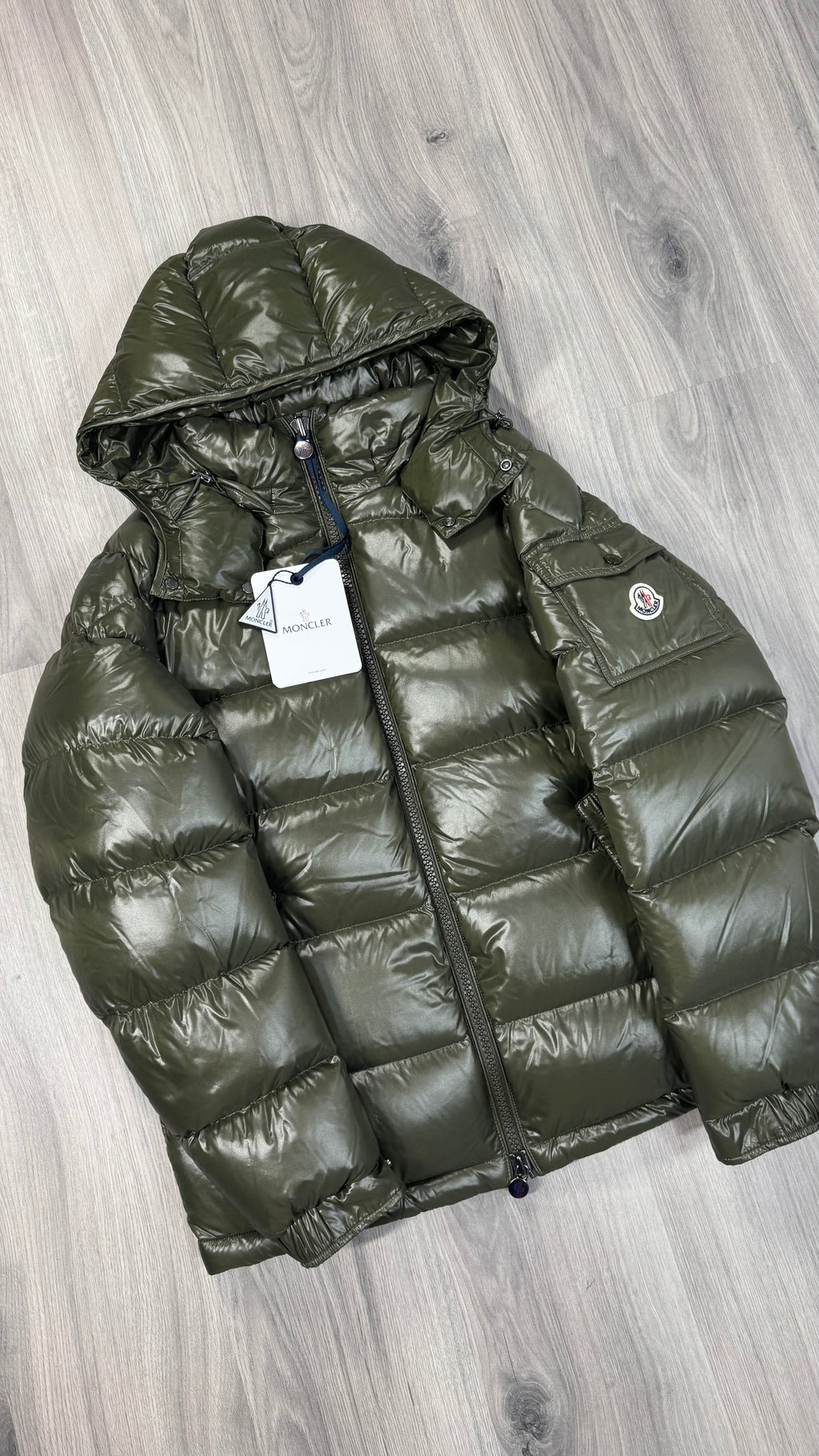 Moncler Khaki Maya Short Down Jacket