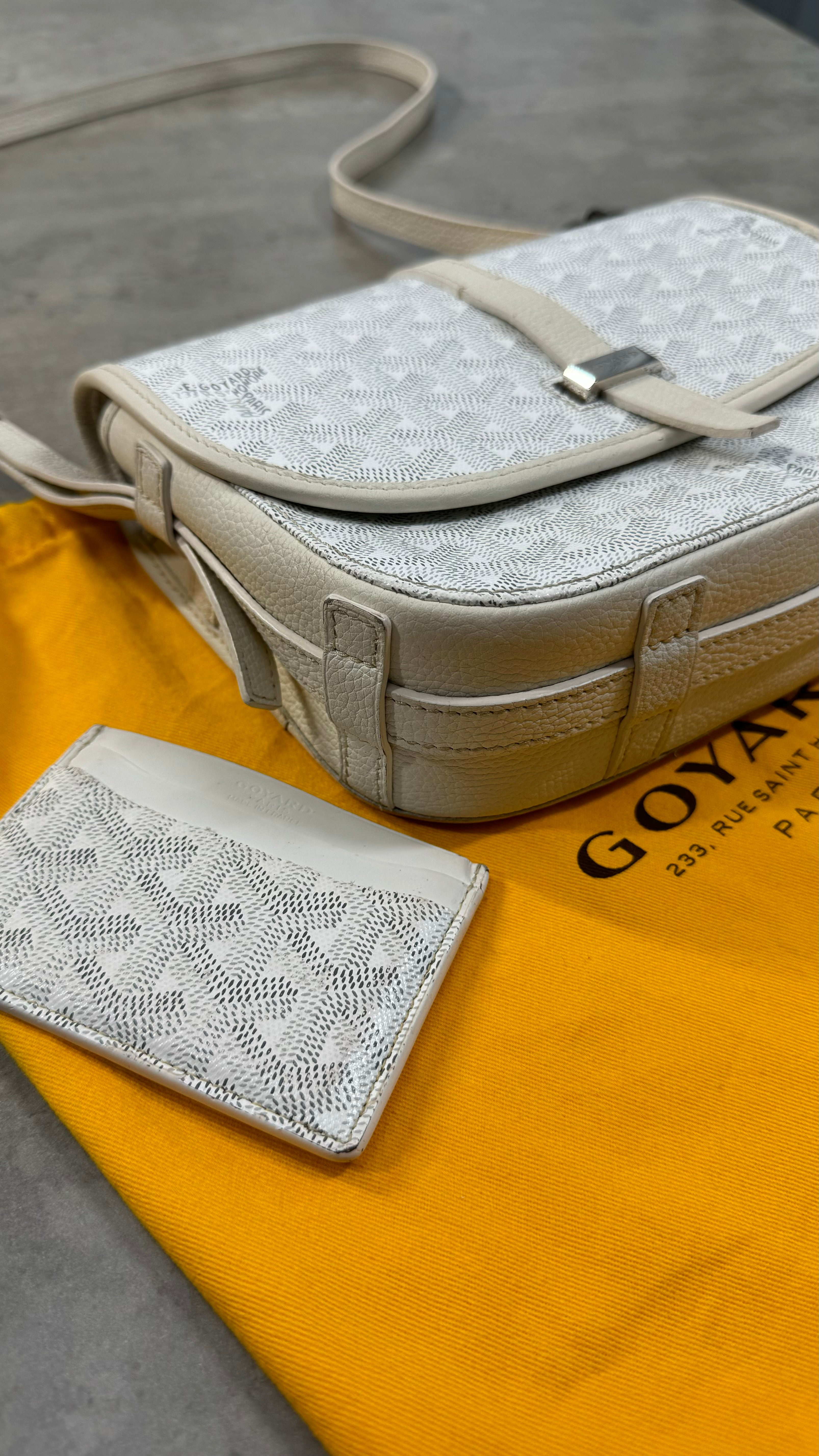 Goyard Belvedere PM Messenger Bag In White With Card Holder