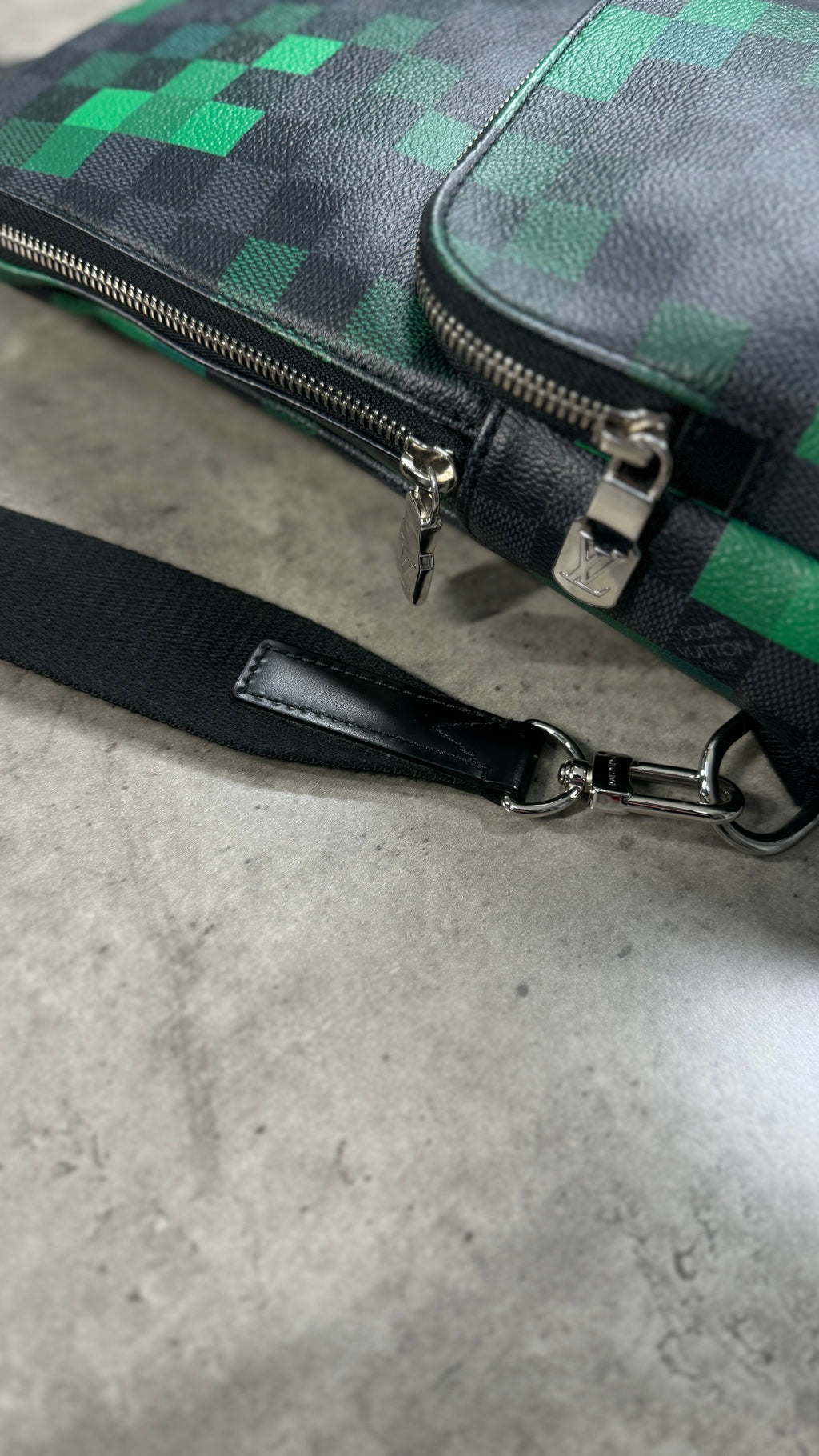 Louis Vuitton Sling Bag in Damier Graphite and Green Pixel canvas