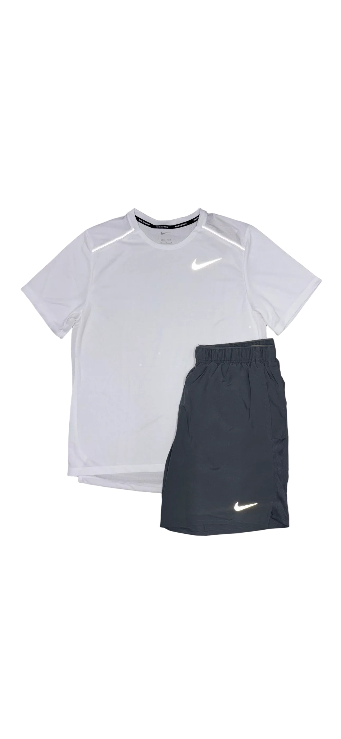 Nike White Miler T-shirt With Grey Shorts Set