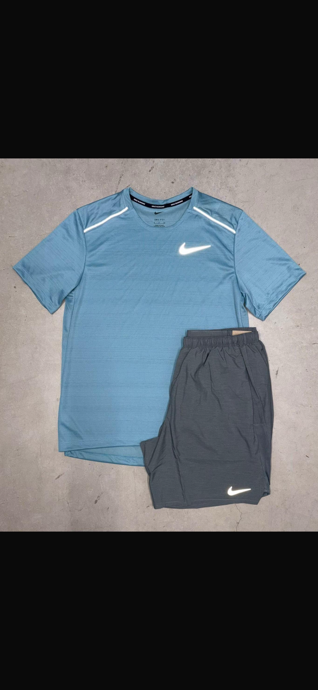 Nike Miler Denim Blue Miler T-shirt and shorts set
