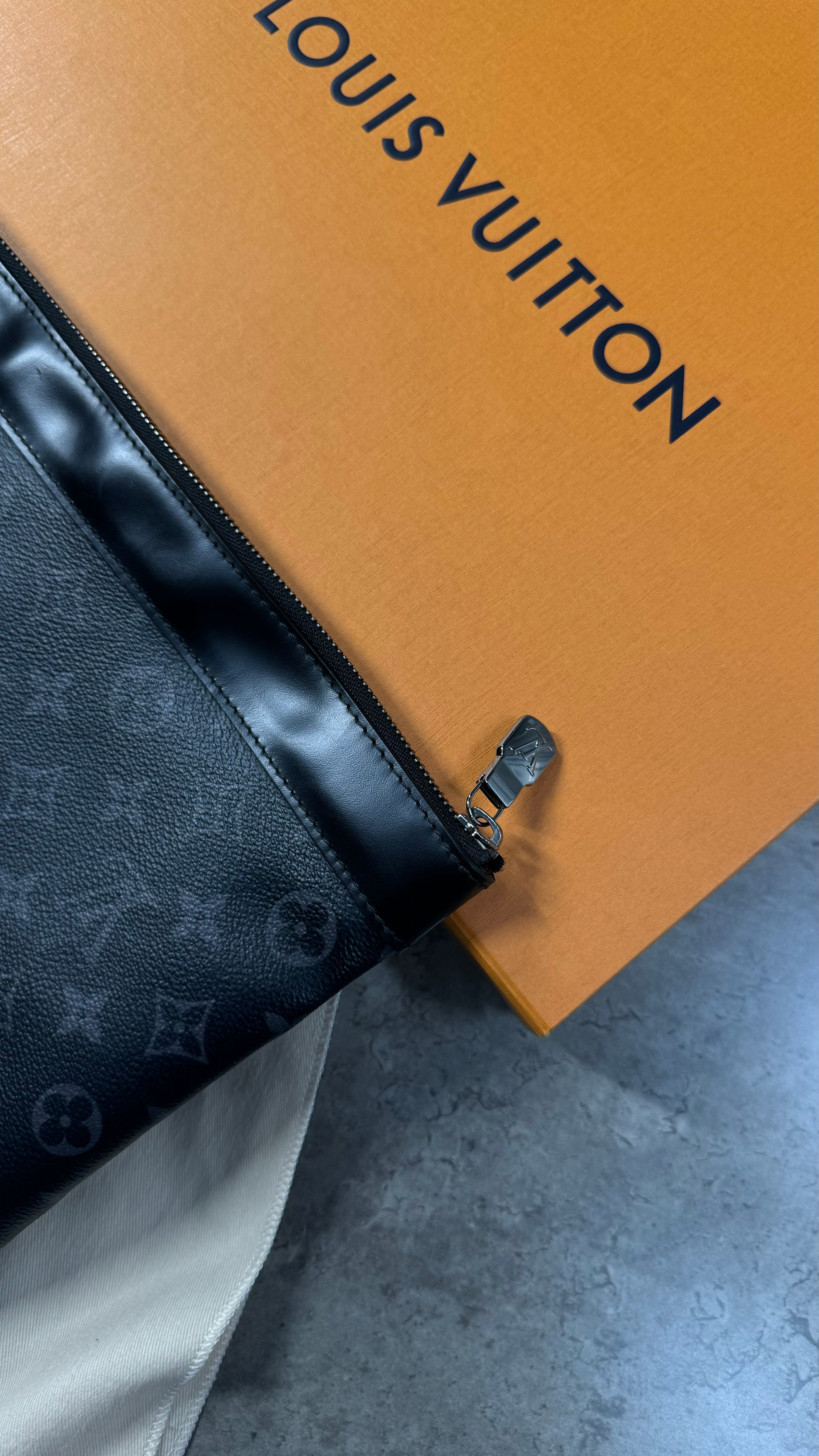 Louis Vuitton Black Monogram Clutch Bag / Small Laptop Case