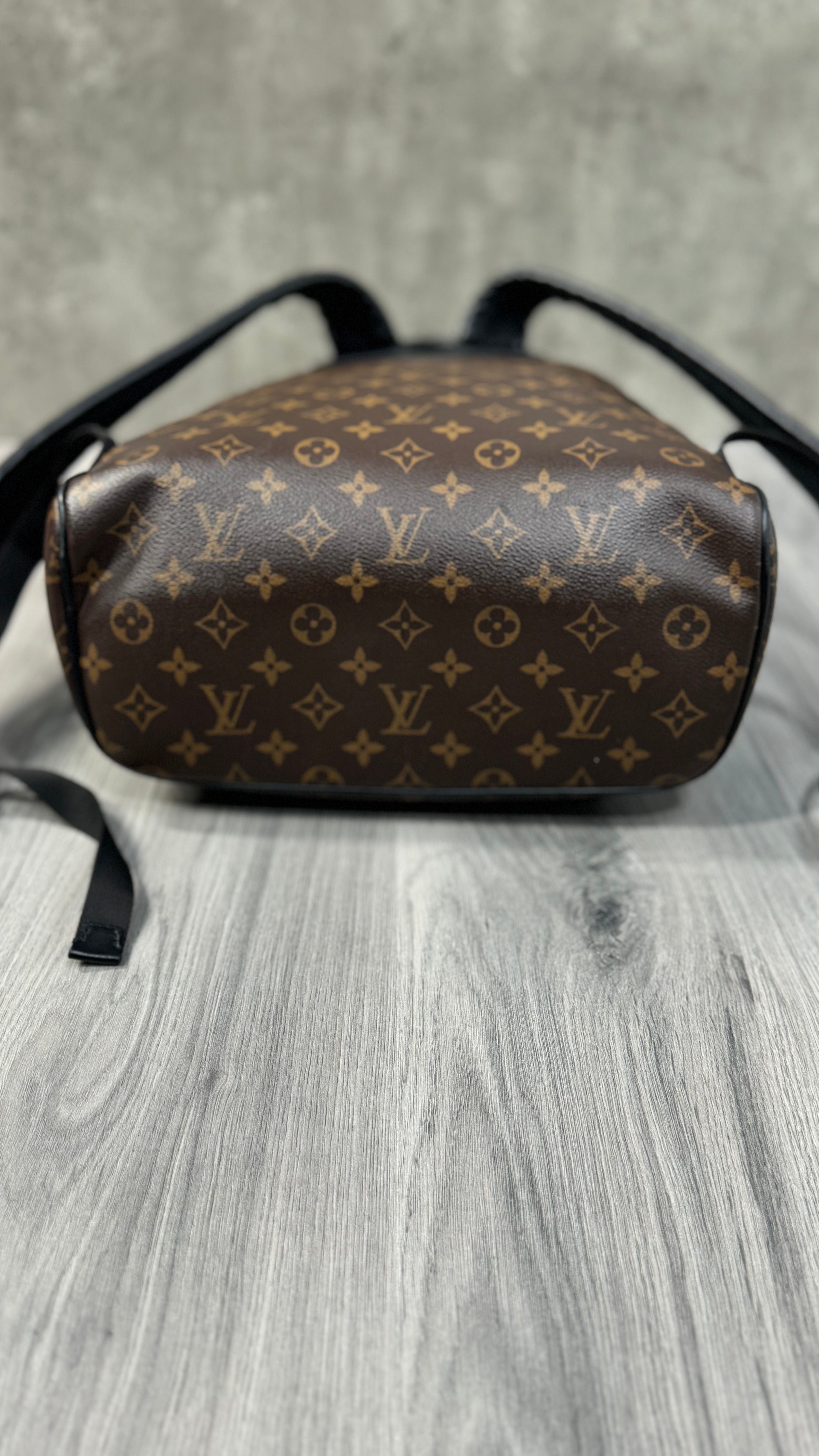 Louis Vuitton Josh Backpack In Monogram Macassar Canvas With Black Leather
