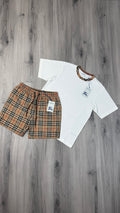 Burberry Checkered Collar T-shirt and Shorts Set