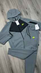 Nike Tech Fleece Tracksuit Cool grey and volt yellow