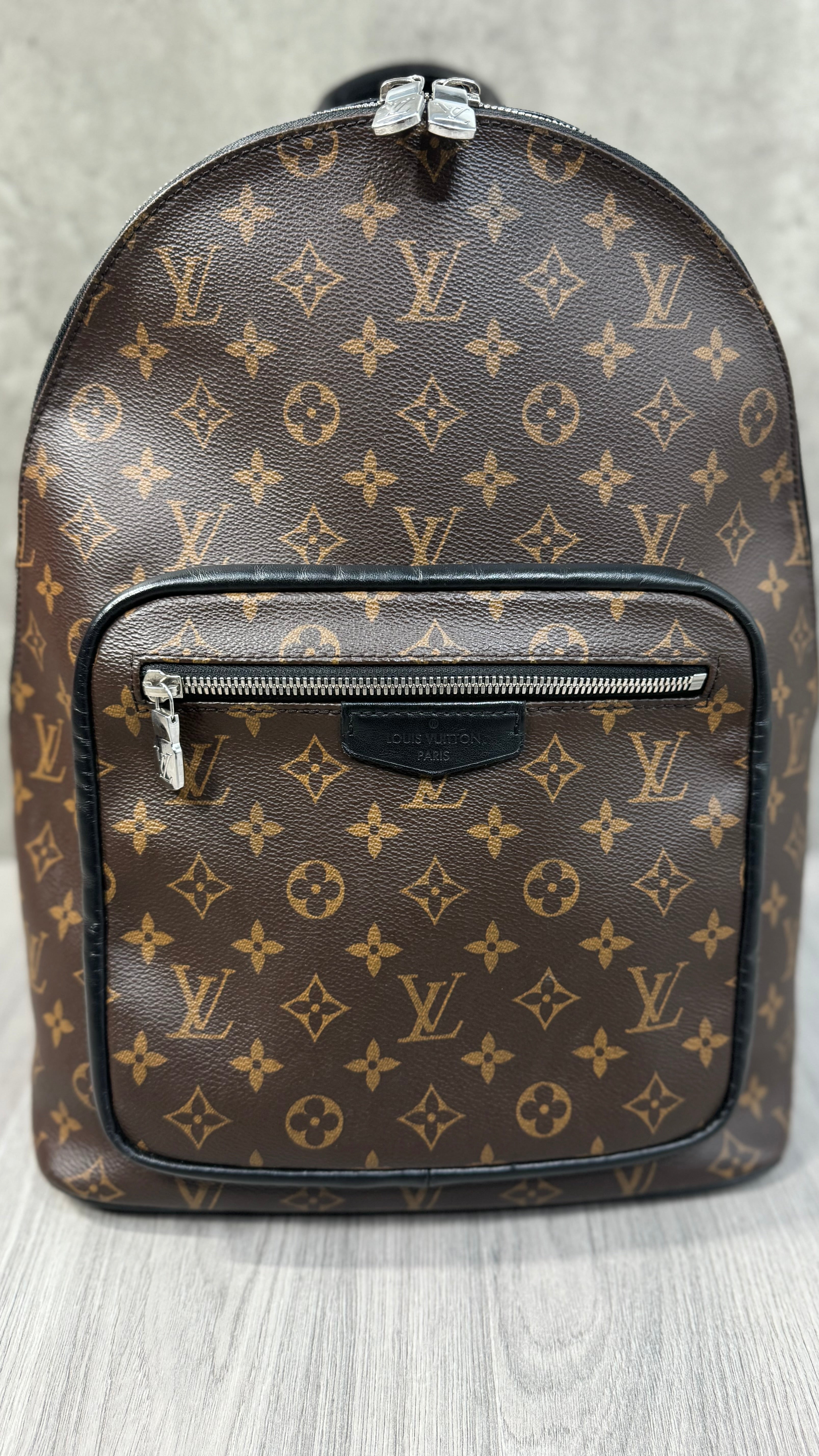 Louis Vuitton Josh Backpack In Monogram Macassar Canvas With Black Leather