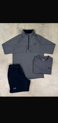 Under Grey Trio Set Shorts / Quarter zip / T-shirt