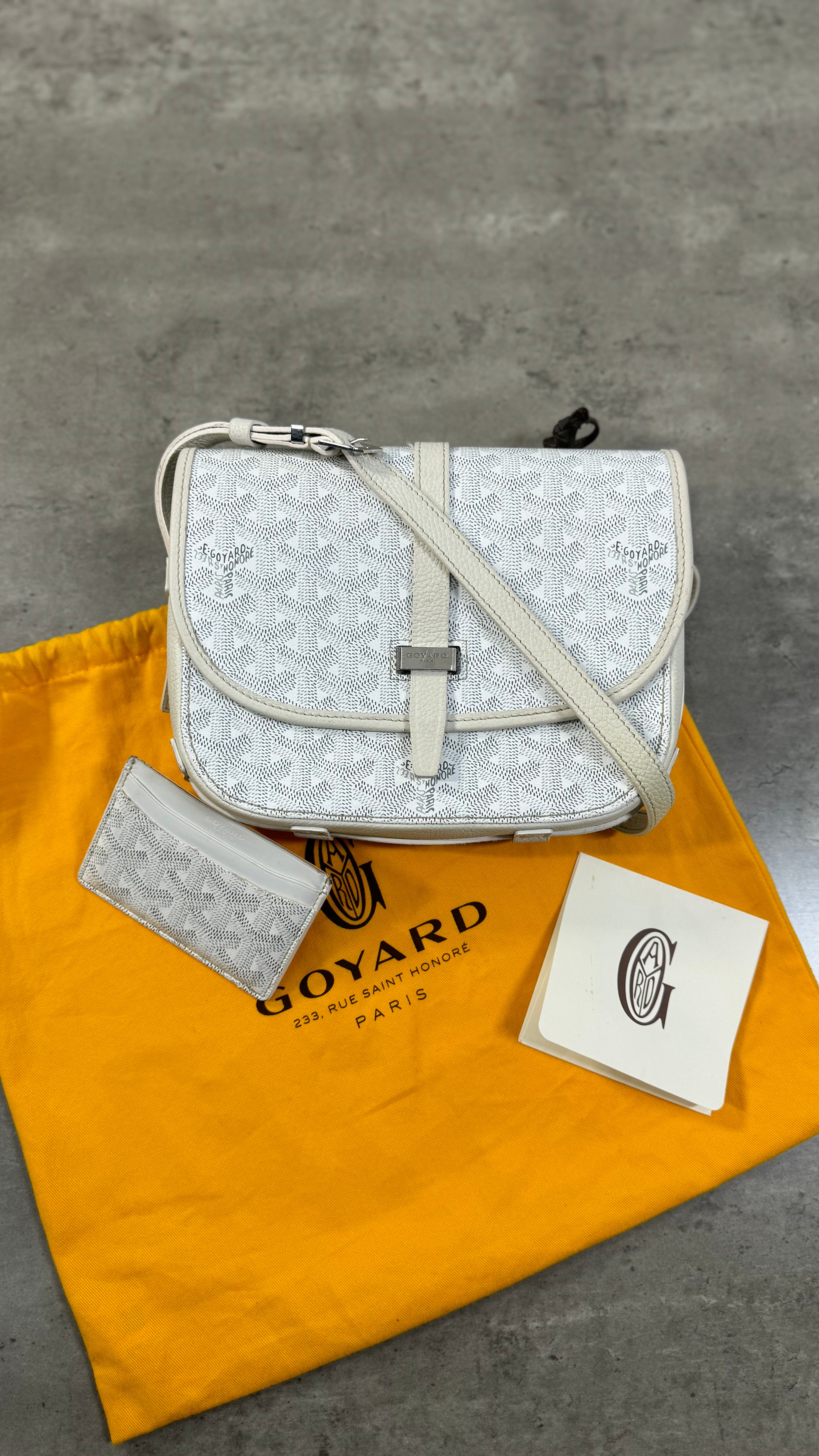 Goyard Belvedere PM Messenger Bag In White With Card Holder