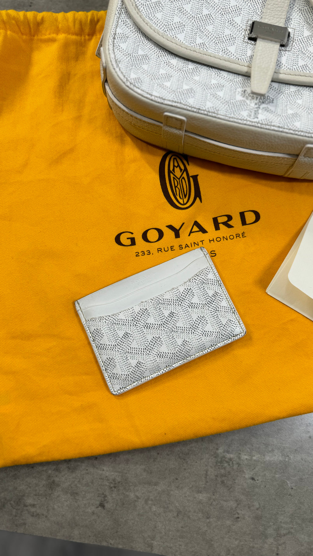Goyard Belvedere PM Messenger Bag In White With Card Holder