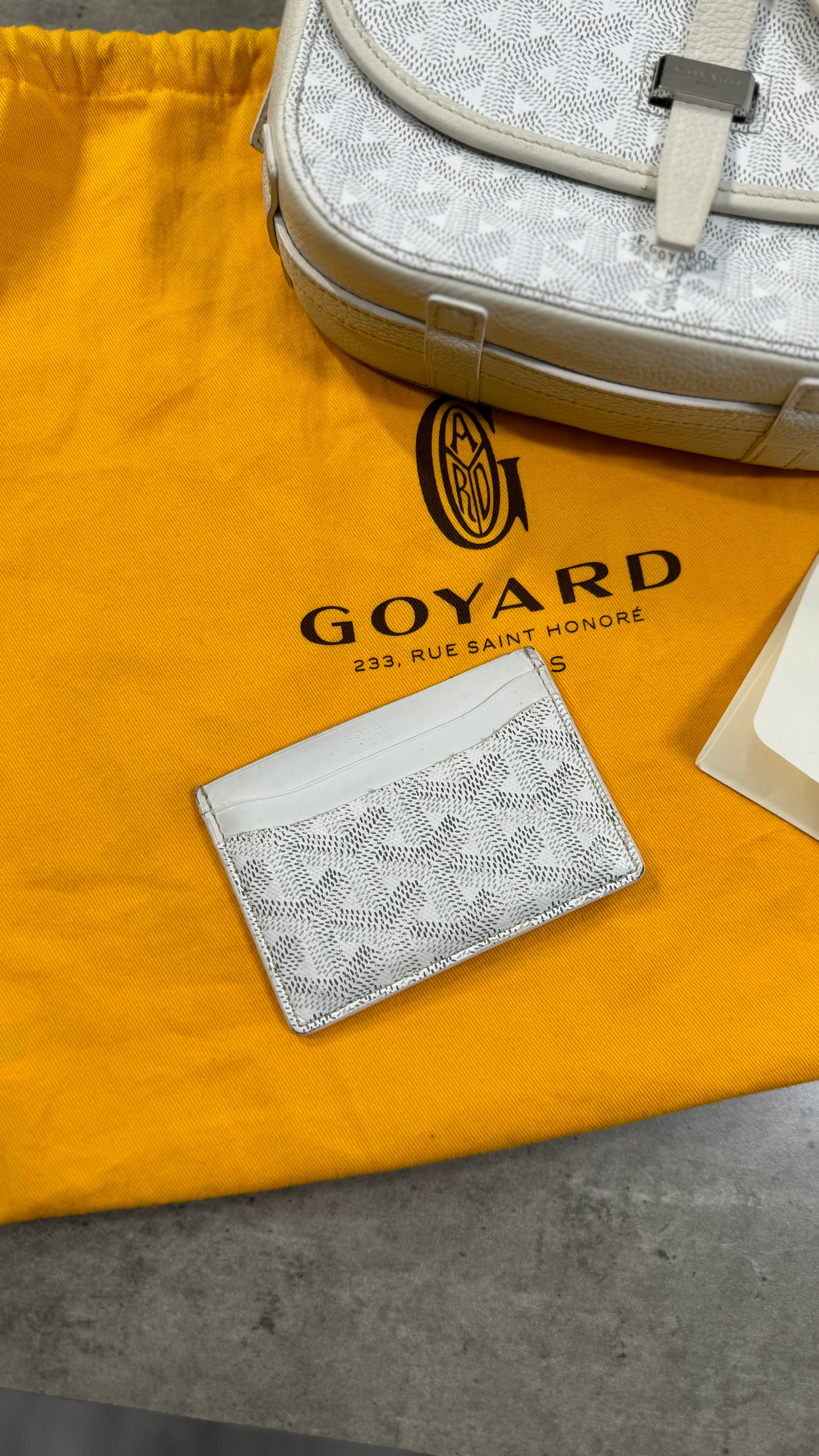 Goyard Belvedere PM Messenger Bag In White With Card Holder