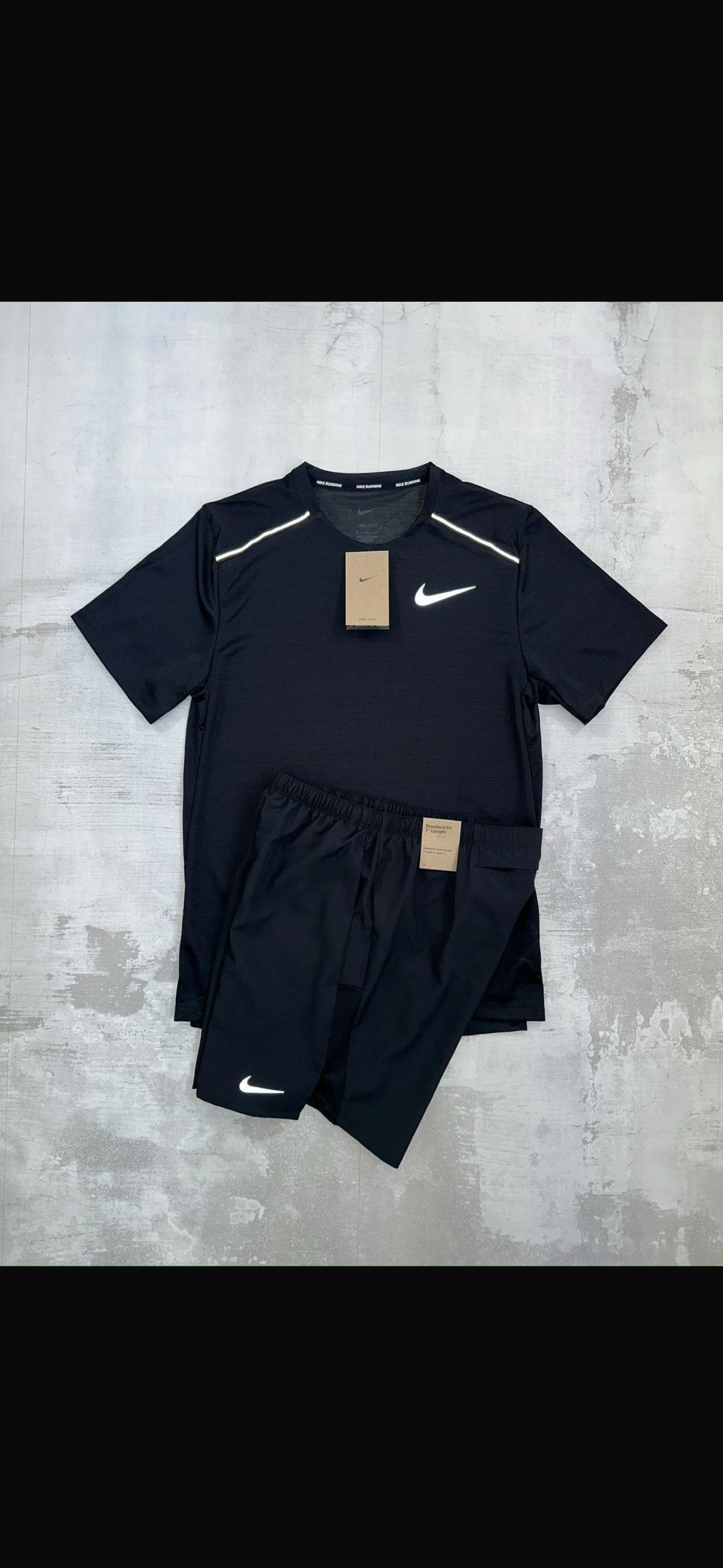 Nike Black Miler T-shirt and shorts set