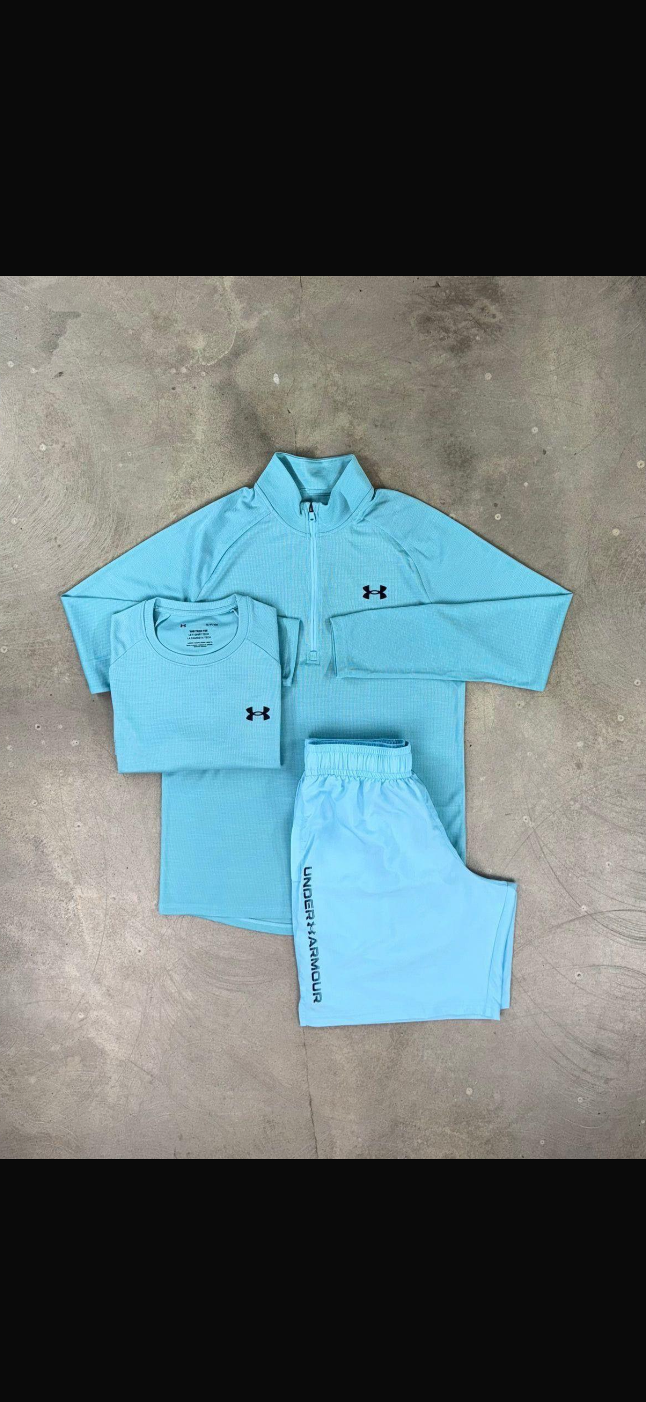 Under Blue Trio Set Shorts / Quarter zip / T-shirt