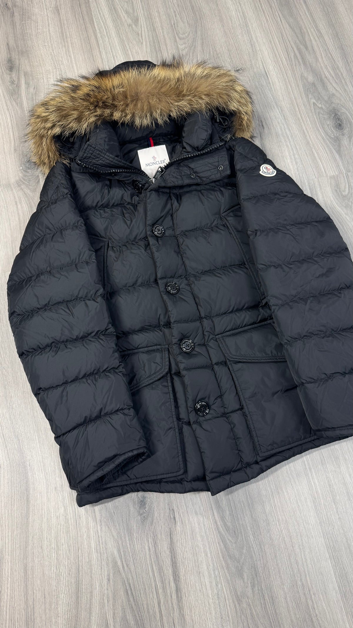 Moncler Black Cluny Parka with fur