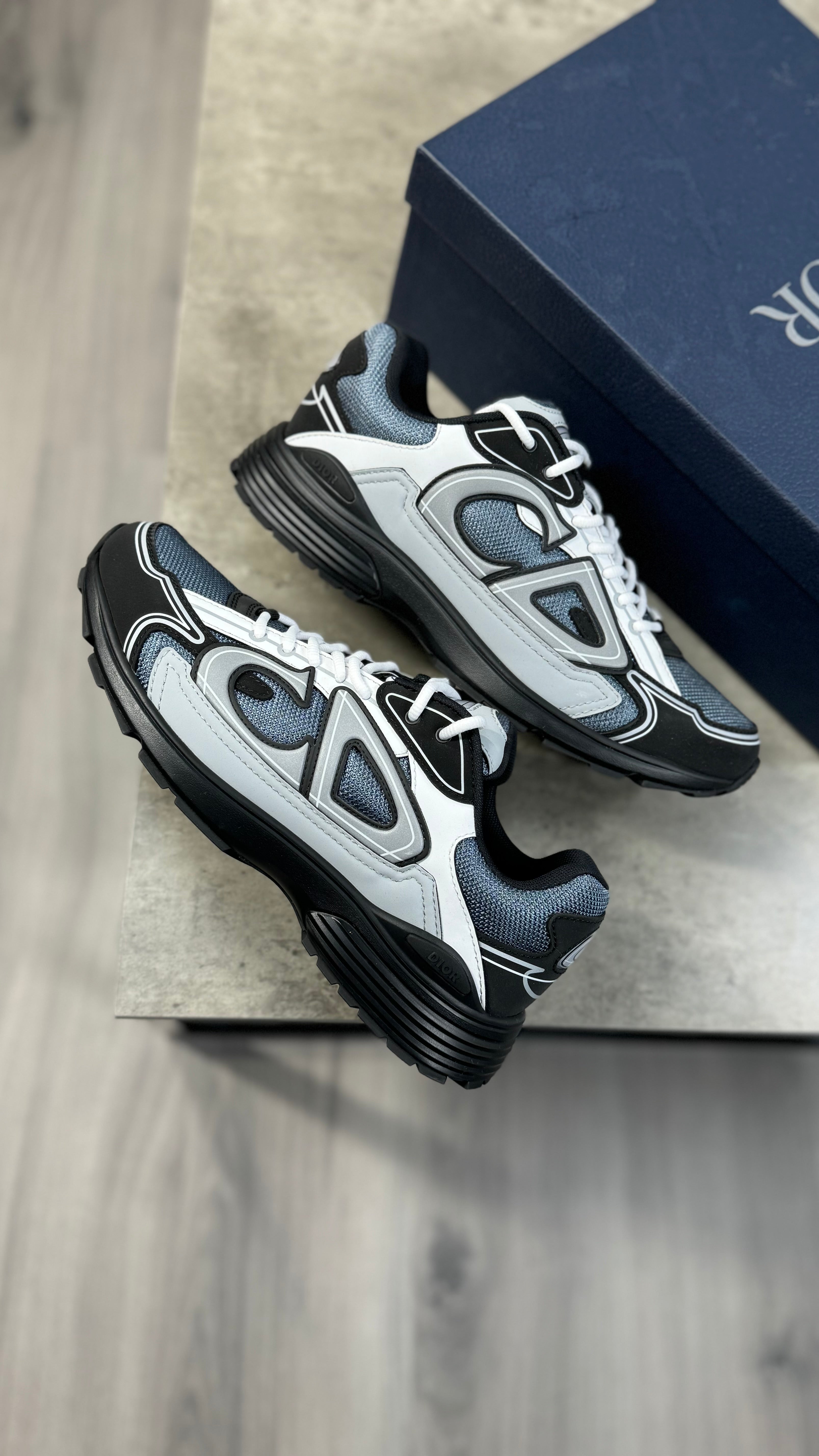 Dior B30 Blue Technical Mesh with Gray, White and Black Technical Fabric