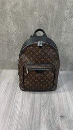 Louis Vuitton Josh Backpack In Monogram Macassar Canvas With Black Leather