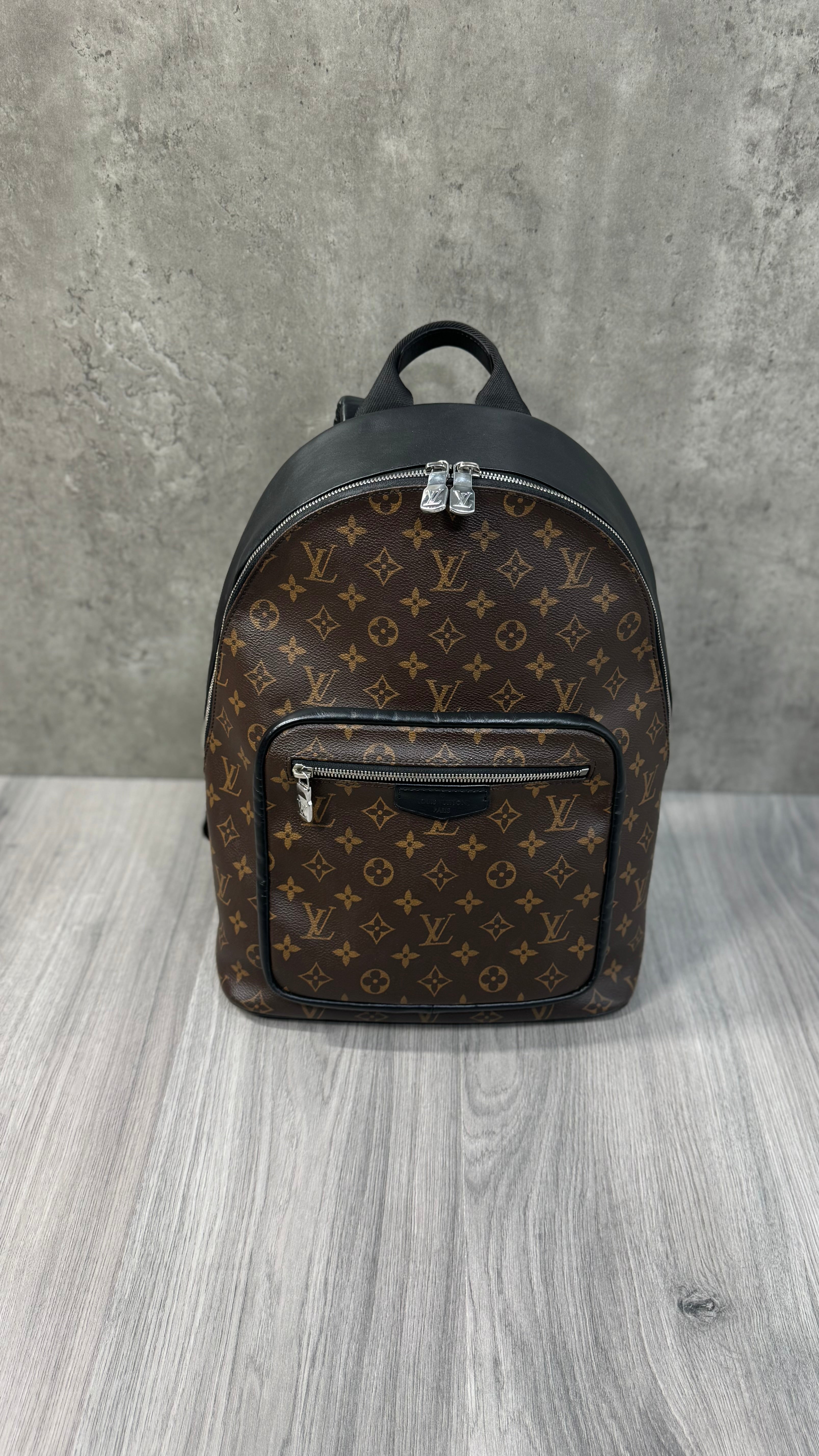 Louis Vuitton Josh Backpack In Monogram Macassar Canvas With Black Leather