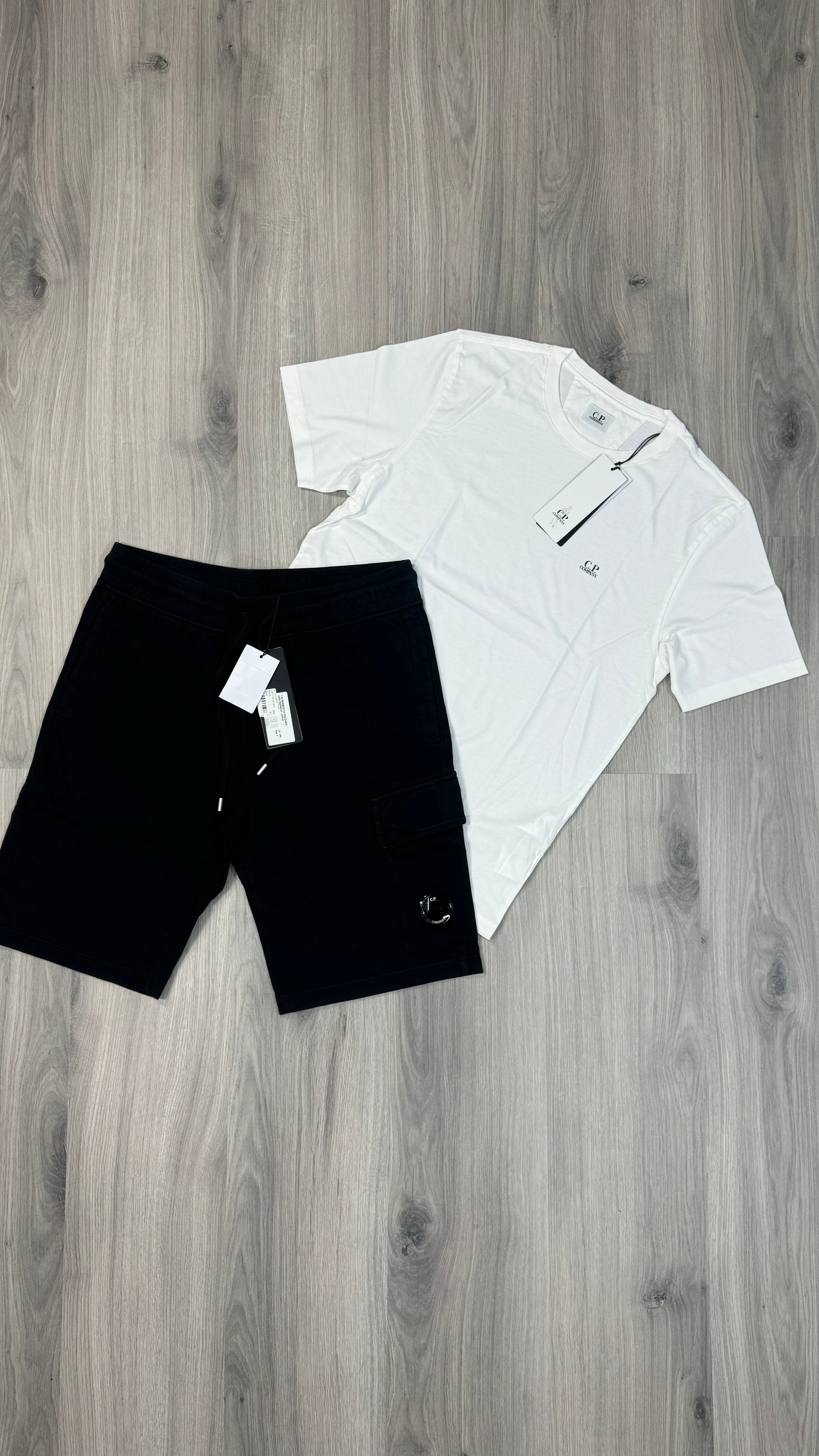 CP Company Black And White Shorts Set
