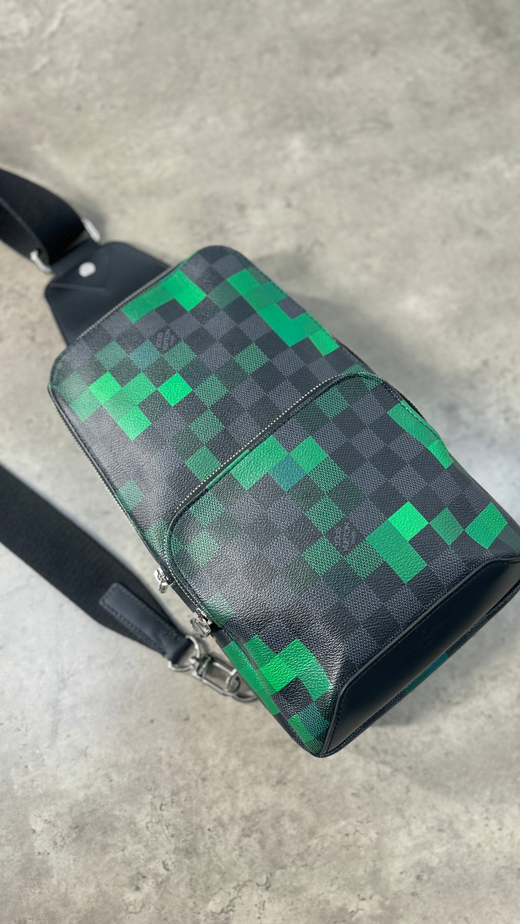 Louis Vuitton Sling Bag in Damier Graphite and Green Pixel canvas