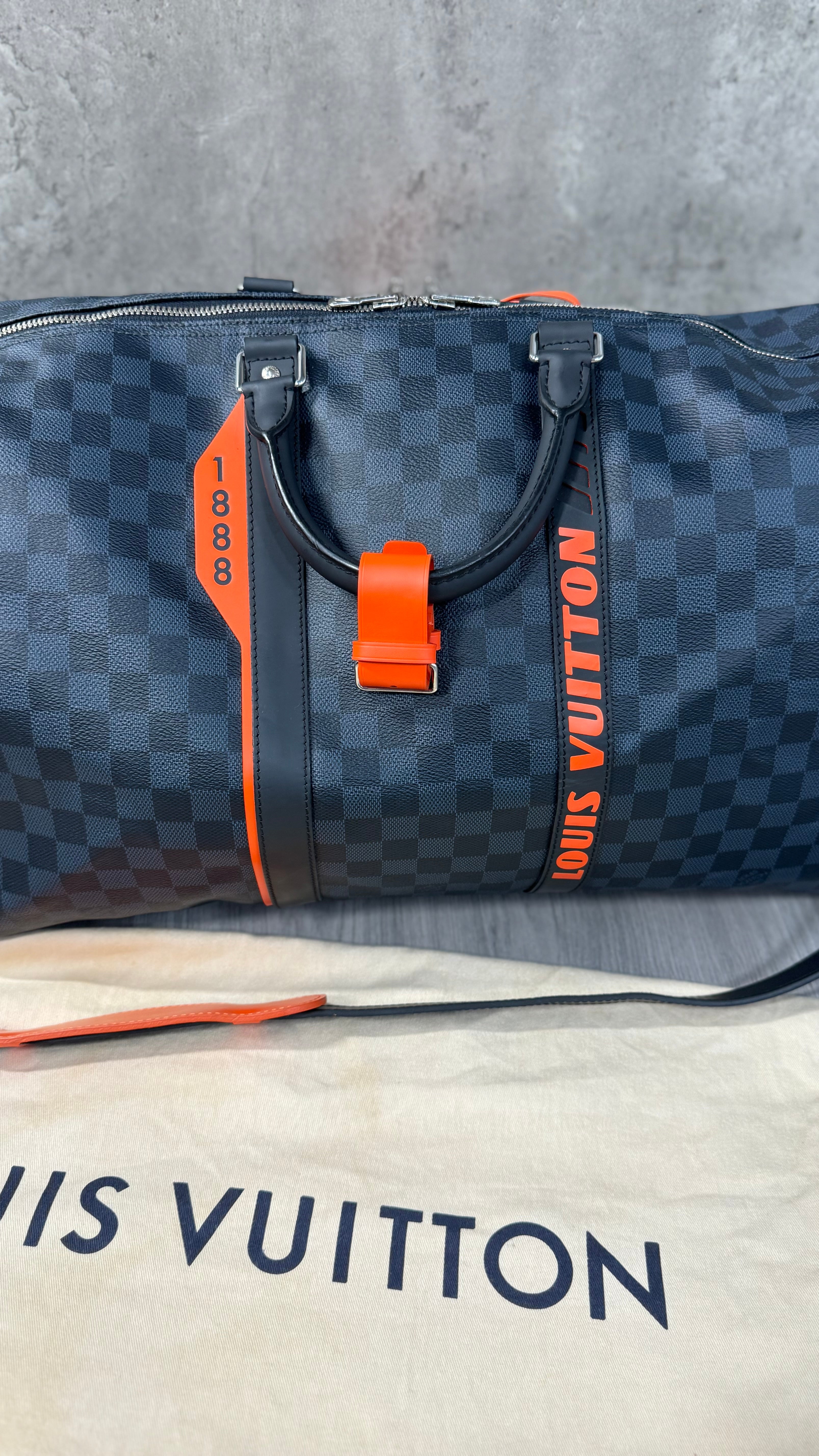Louis Vuitton Damier Cobalt Race Keepall Bandoulière 55