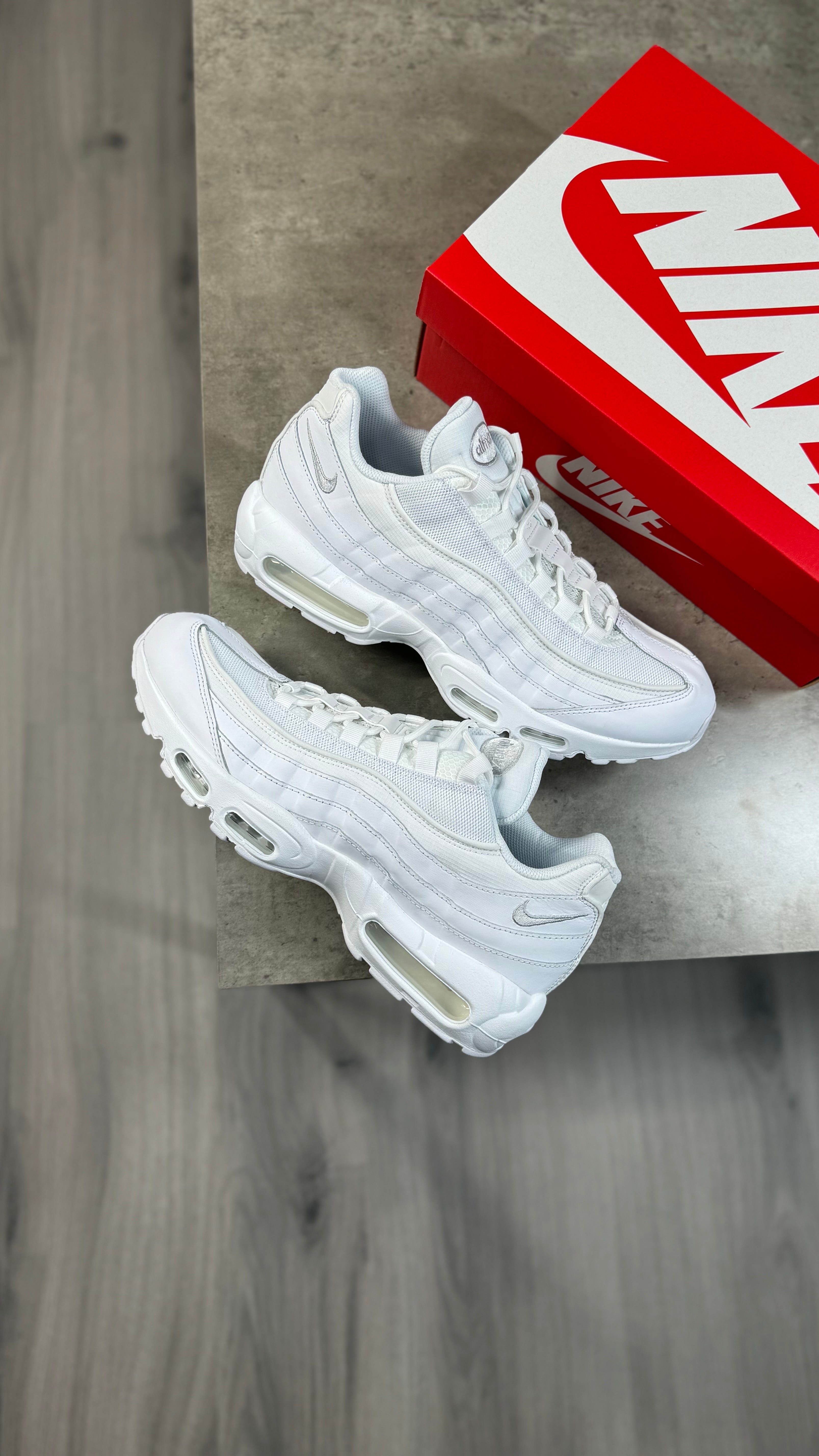 Nike Air Max 95s Essential Triple White