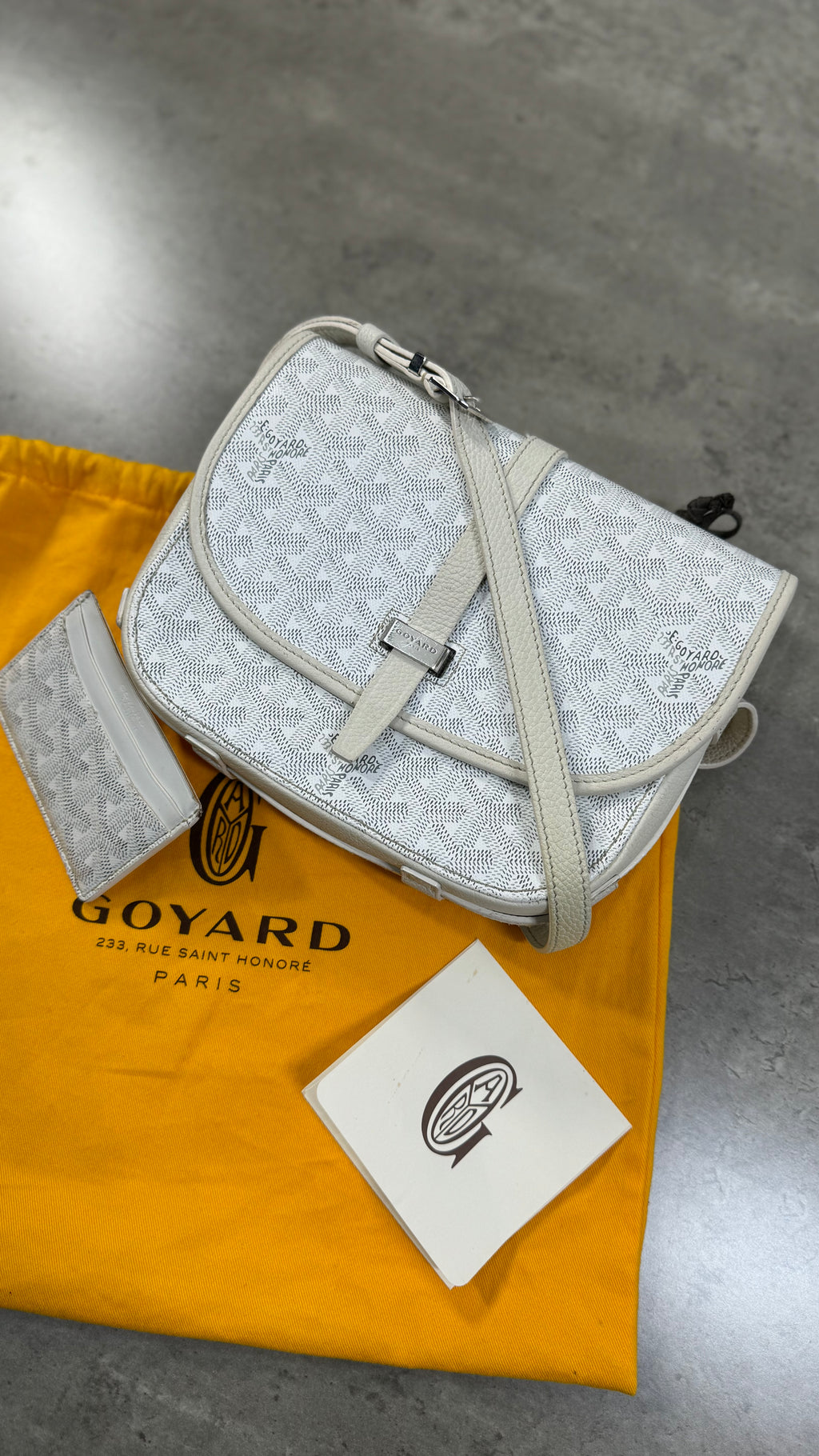 Goyard Belvedere PM Messenger Bag In White With Card Holder