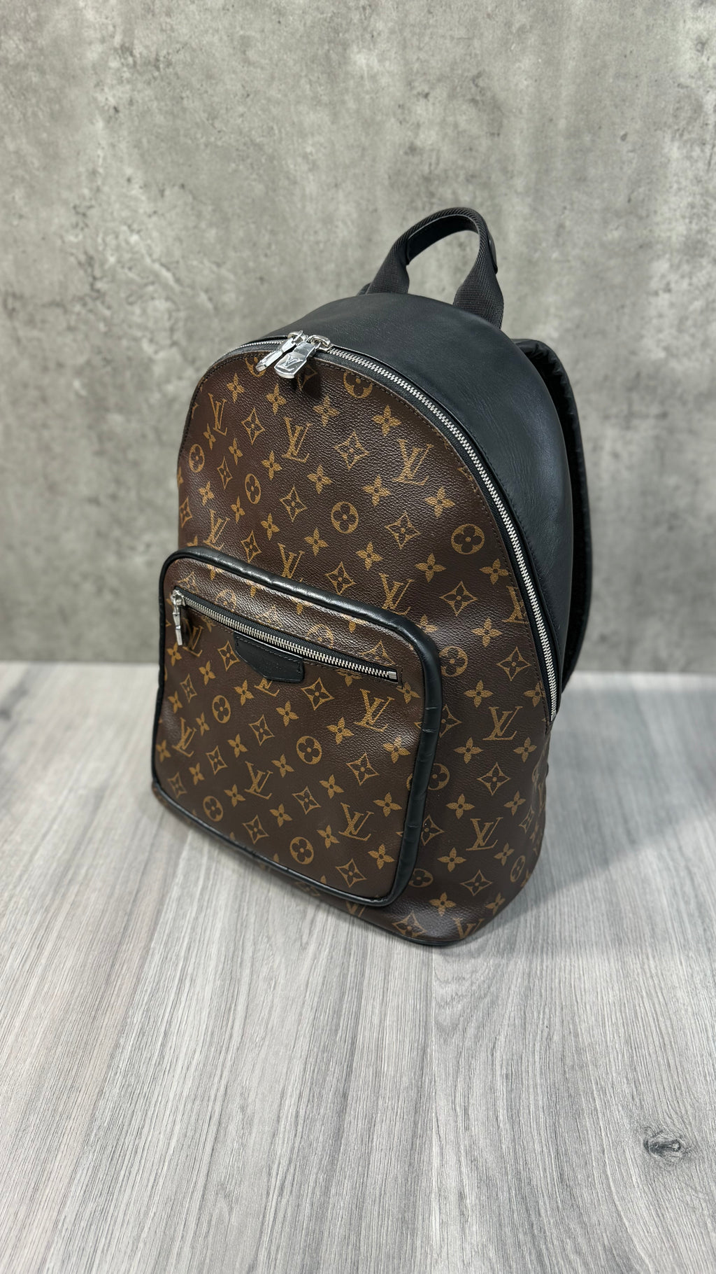 Louis Vuitton Josh Backpack In Monogram Macassar Canvas With Black Leather