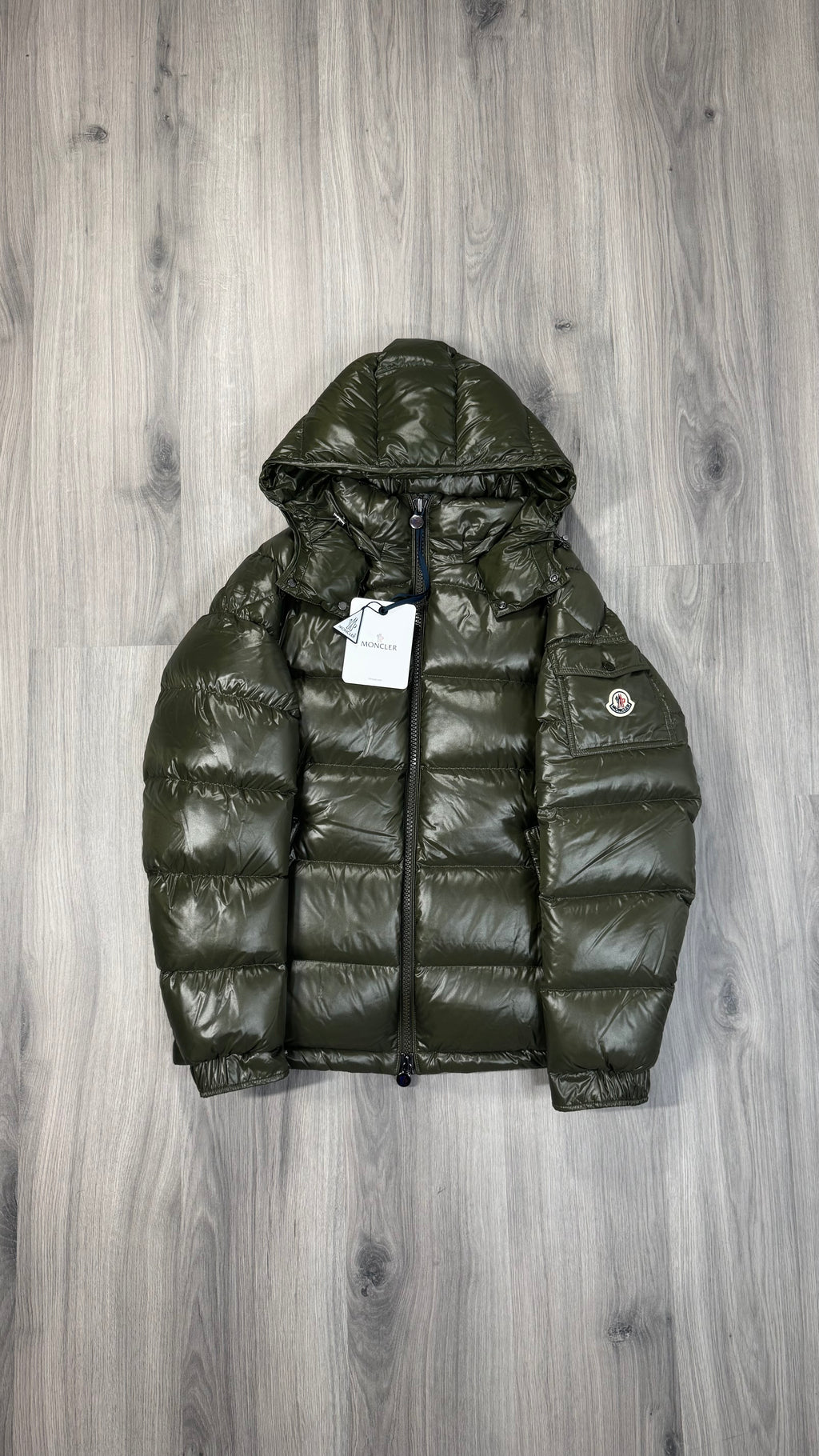 Moncler Khaki Maya Short Down Jacket