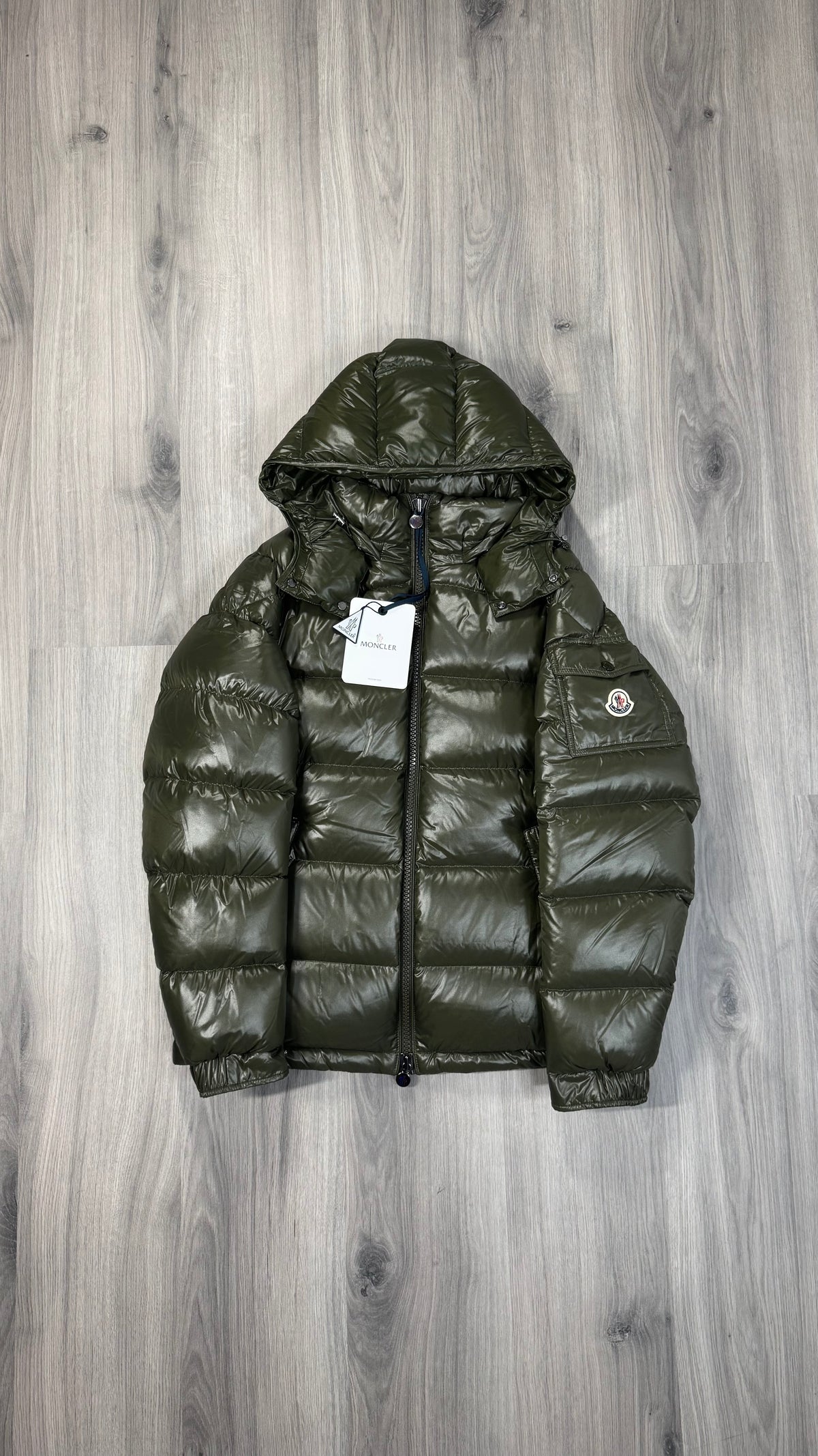 Moncler Khaki Maya Short Down Jacket