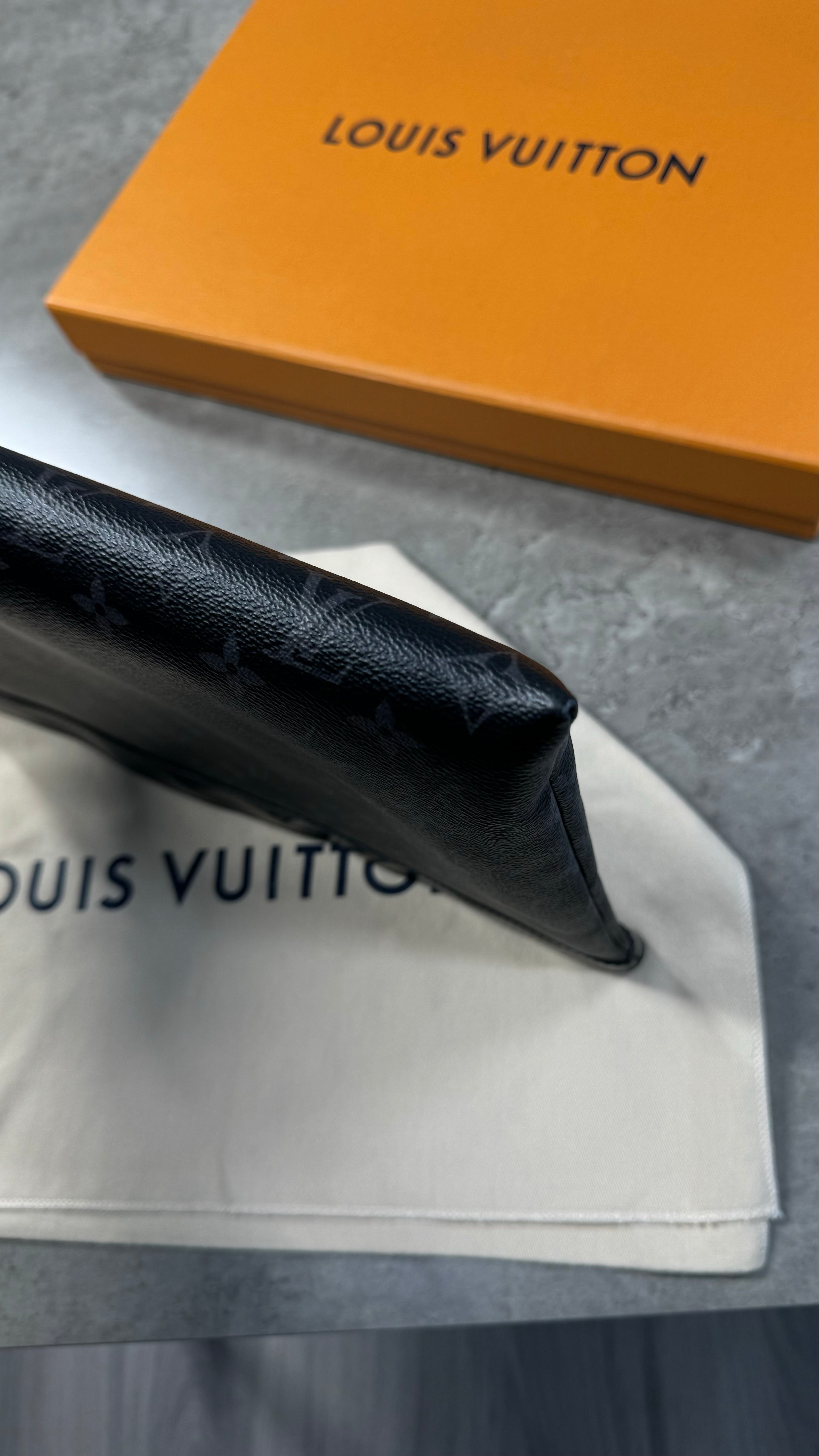 Louis Vuitton Black Monogram Clutch Bag / Small Laptop Case