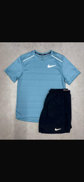Nike Miler Denim Blue Miler T-shirt and shorts set