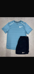 Nike Miler Denim Blue Miler T-shirt and shorts set
