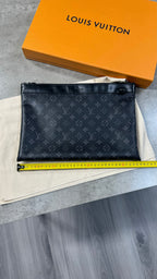 Louis Vuitton Black Monogram Clutch Bag / Small Laptop Case