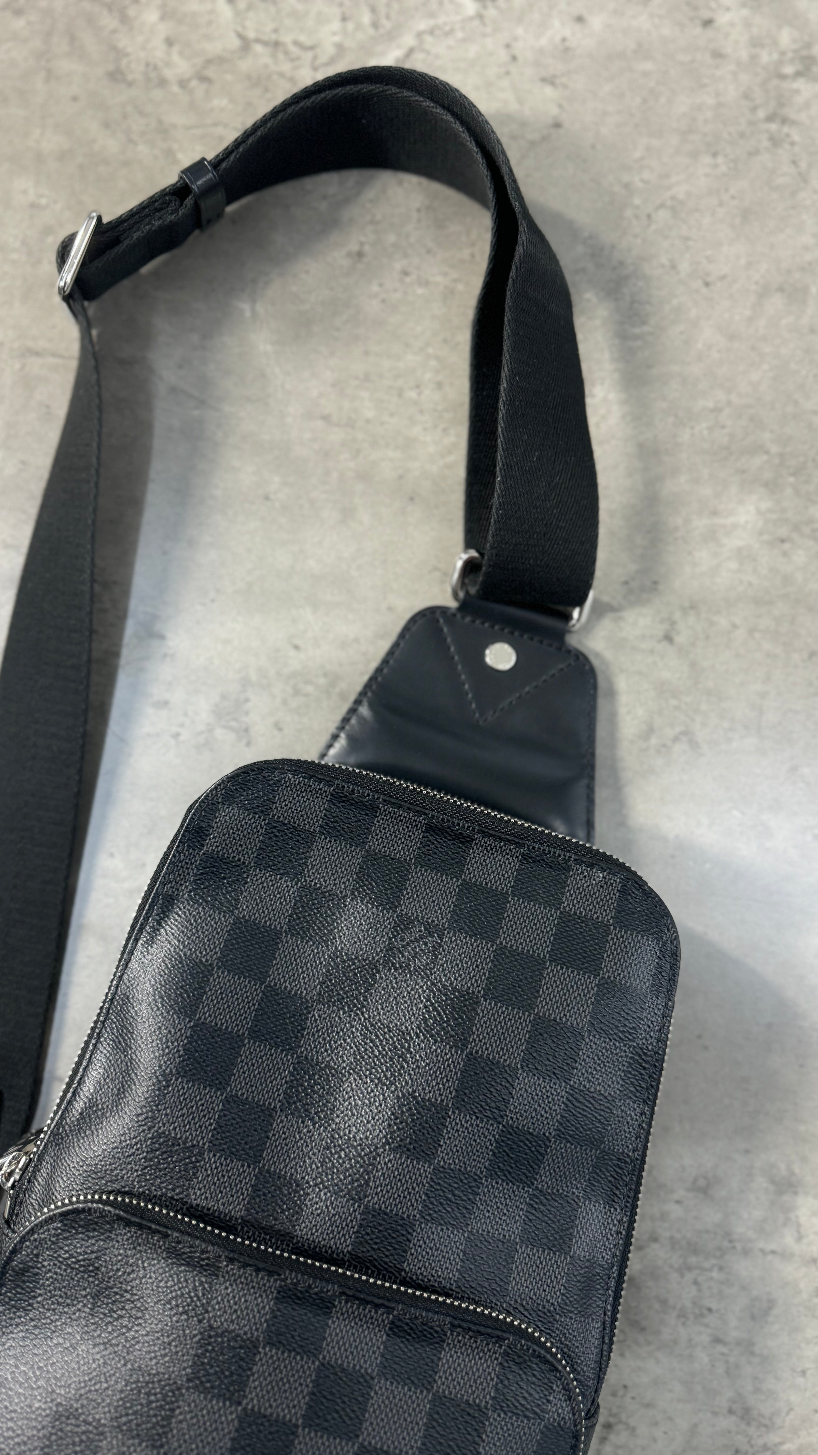 Louis Vuitton Black Sling Bag In Damier Graphite Coated Canvas