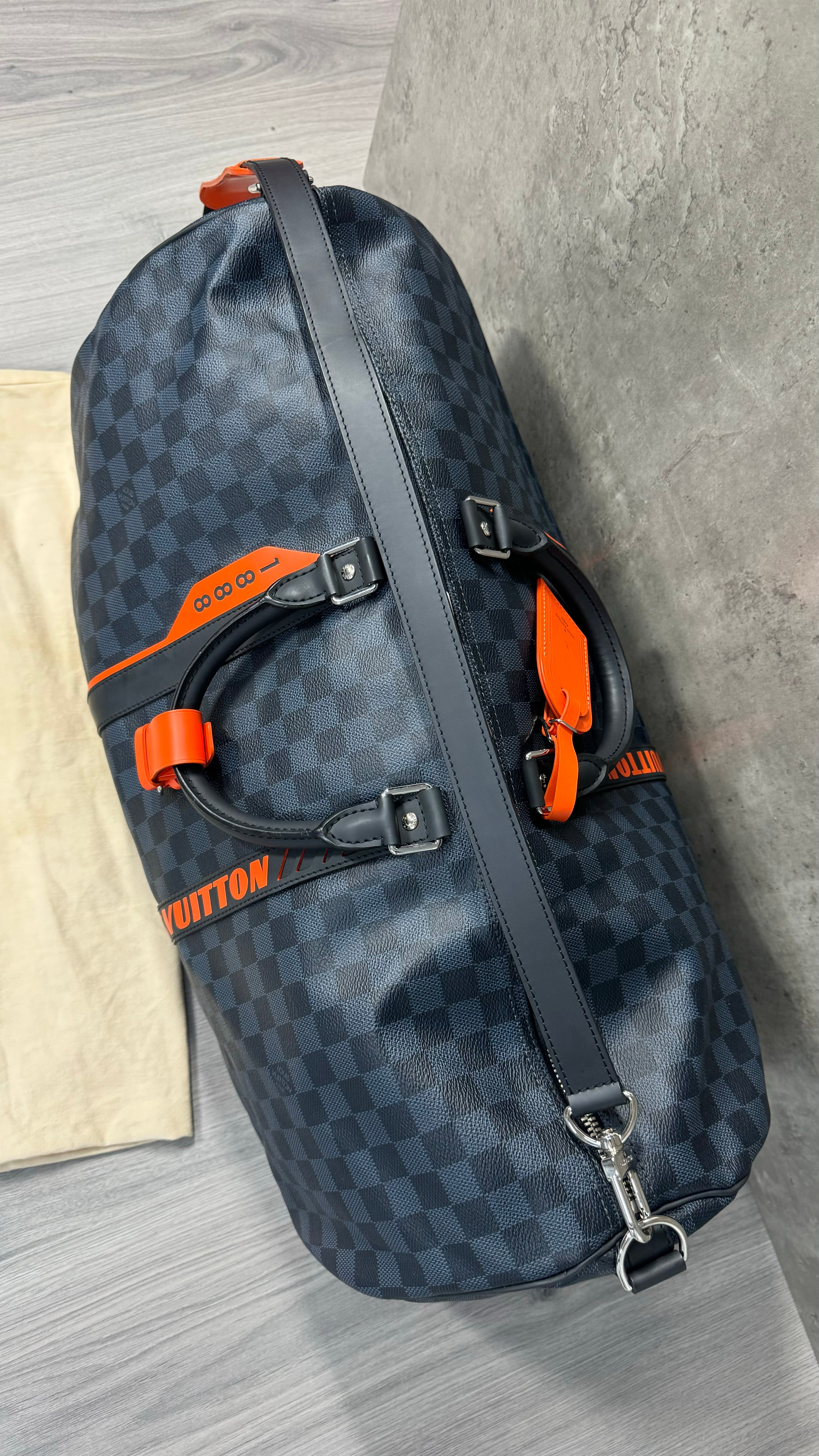 Louis Vuitton Damier Cobalt Race Keepall Bandoulière 55